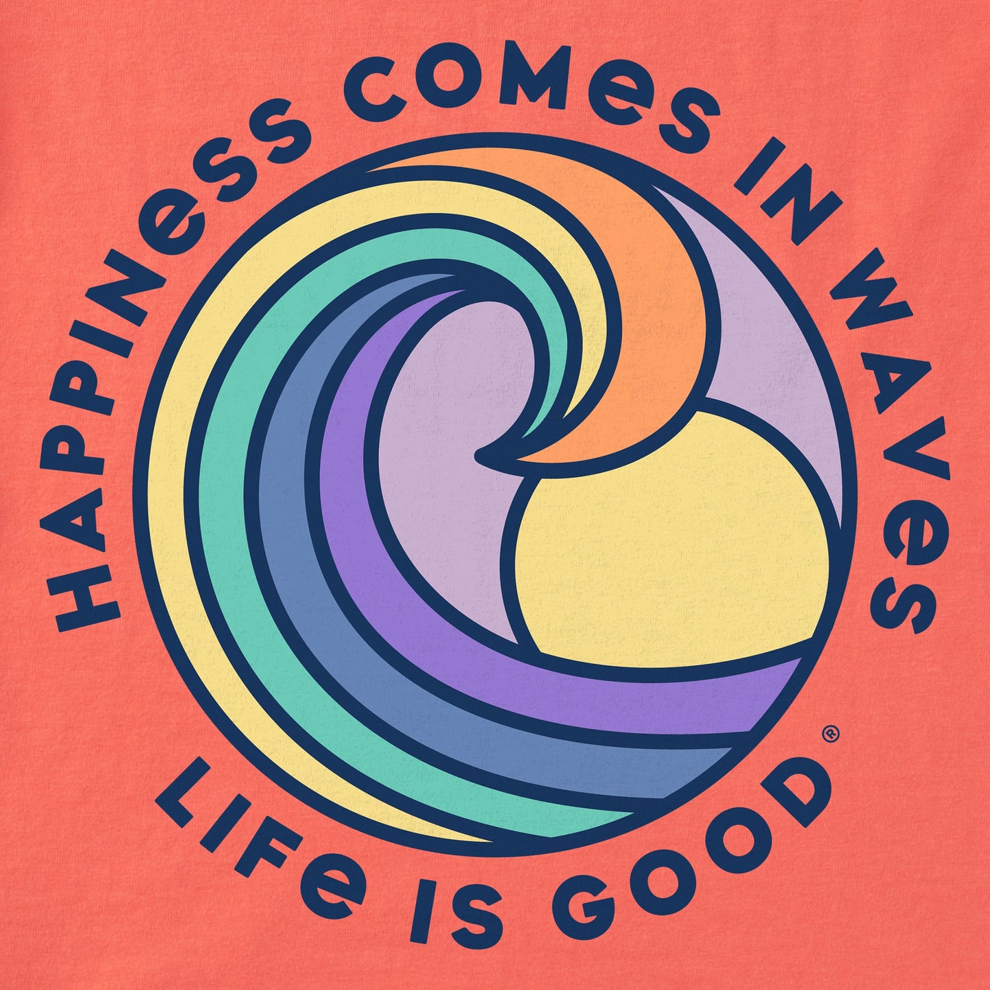 Women's Happiness Comes in Waves Spectrum Short Sleeve Crusher Boxy Tee