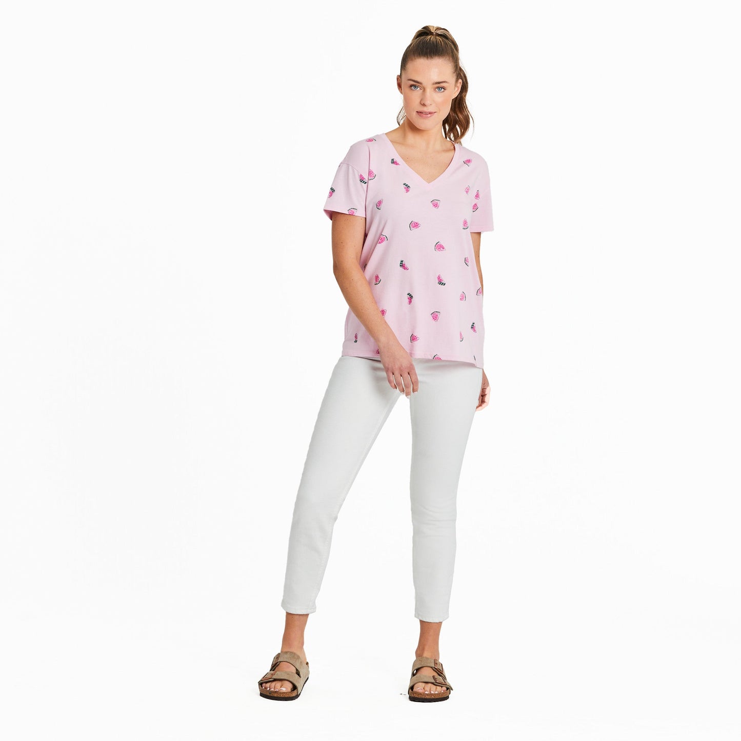 Women's Watermelon Slice Pattern Crusher-LITE Easy Vee