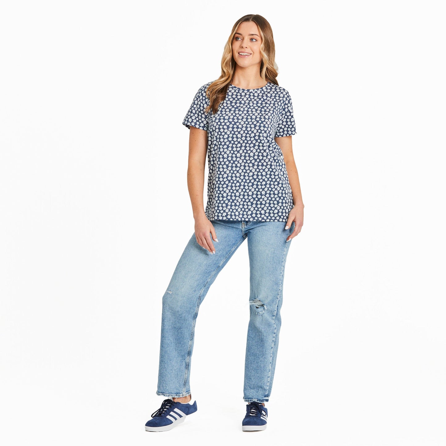 Women's Playful Daisy Pattern Crusher-LITE Easy Tee