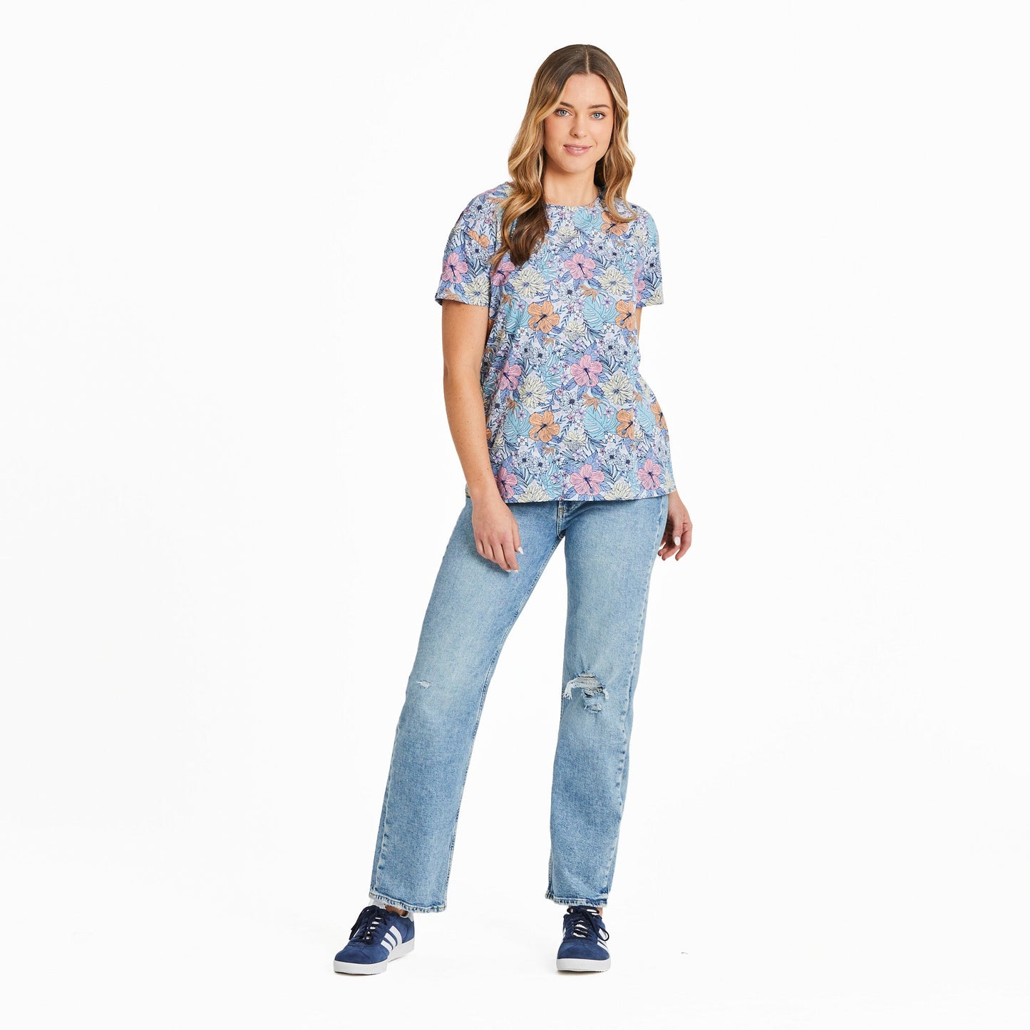 Women's Tropical Floral Pattern Crusher-LITE Easy Tee