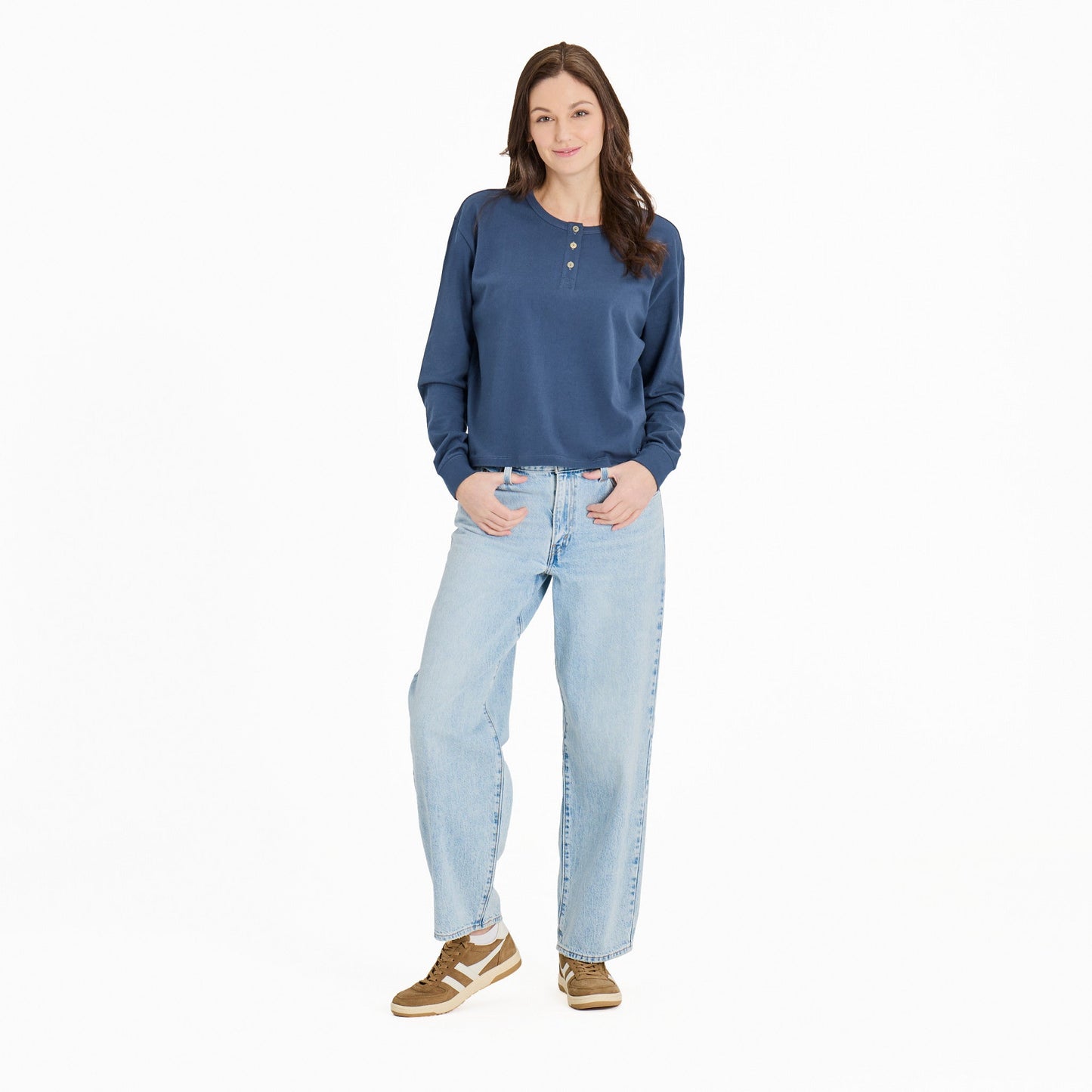 Women's Solid Crusher Boxy Henley