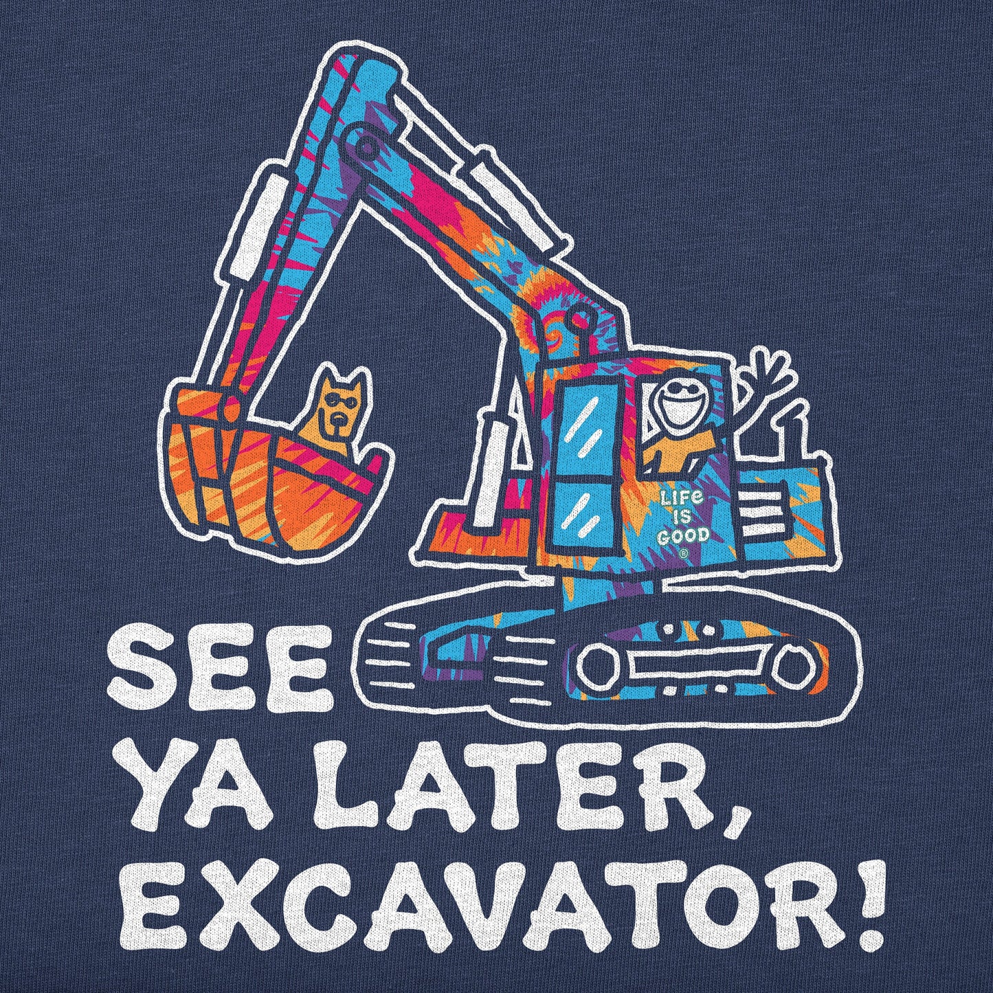 Kids Tie Dye See You Later Excavator Short Sleeve Crusher Tee