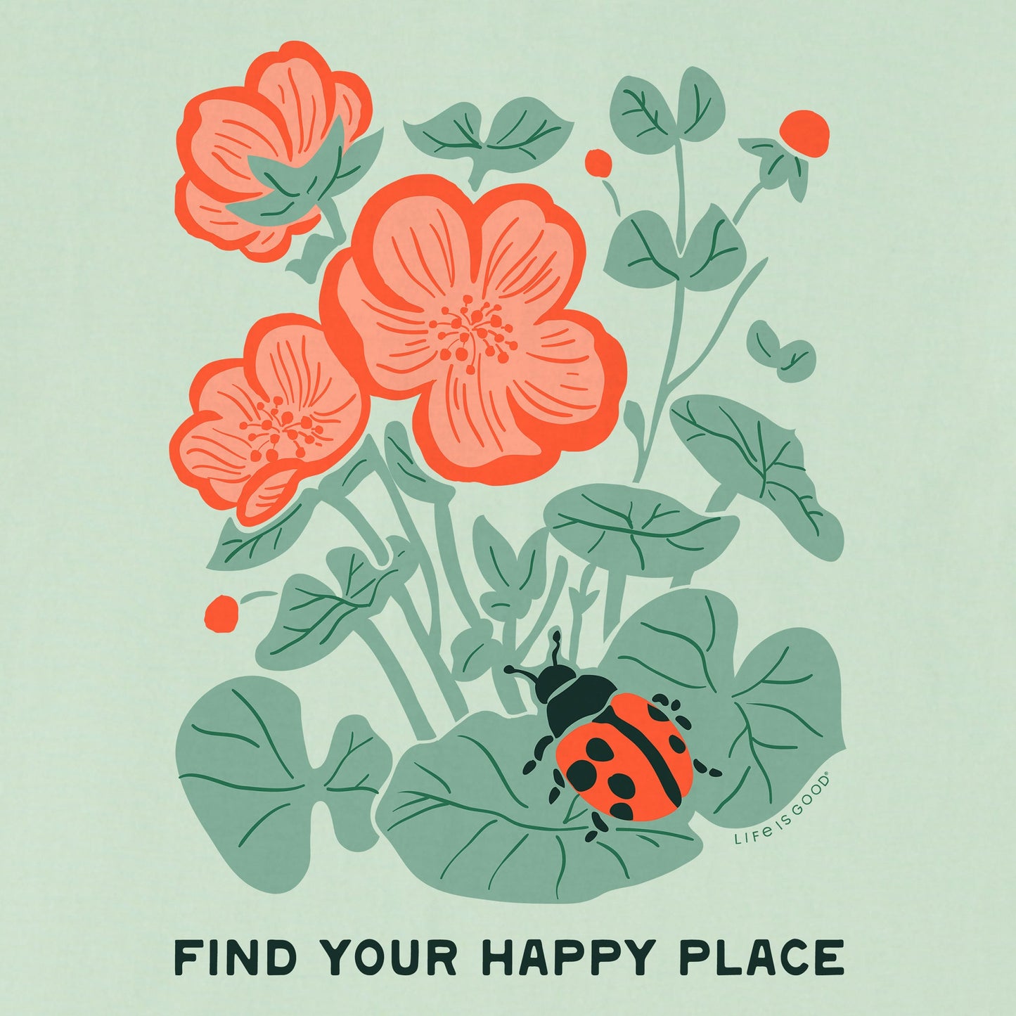 Kids Find Your Happy Place Ladybug Short Sleeve Crusher Tee