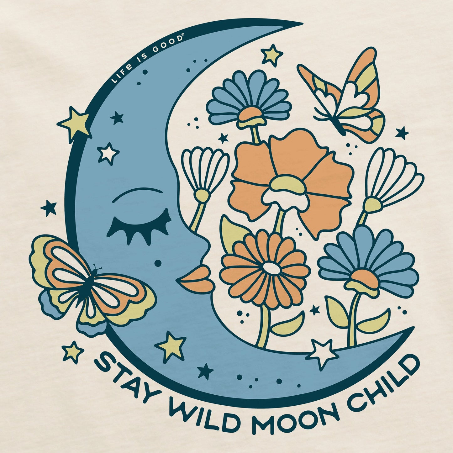Women's Stay Wild Moon Child Flowers Short Sleeve Crusher Boxy Tee