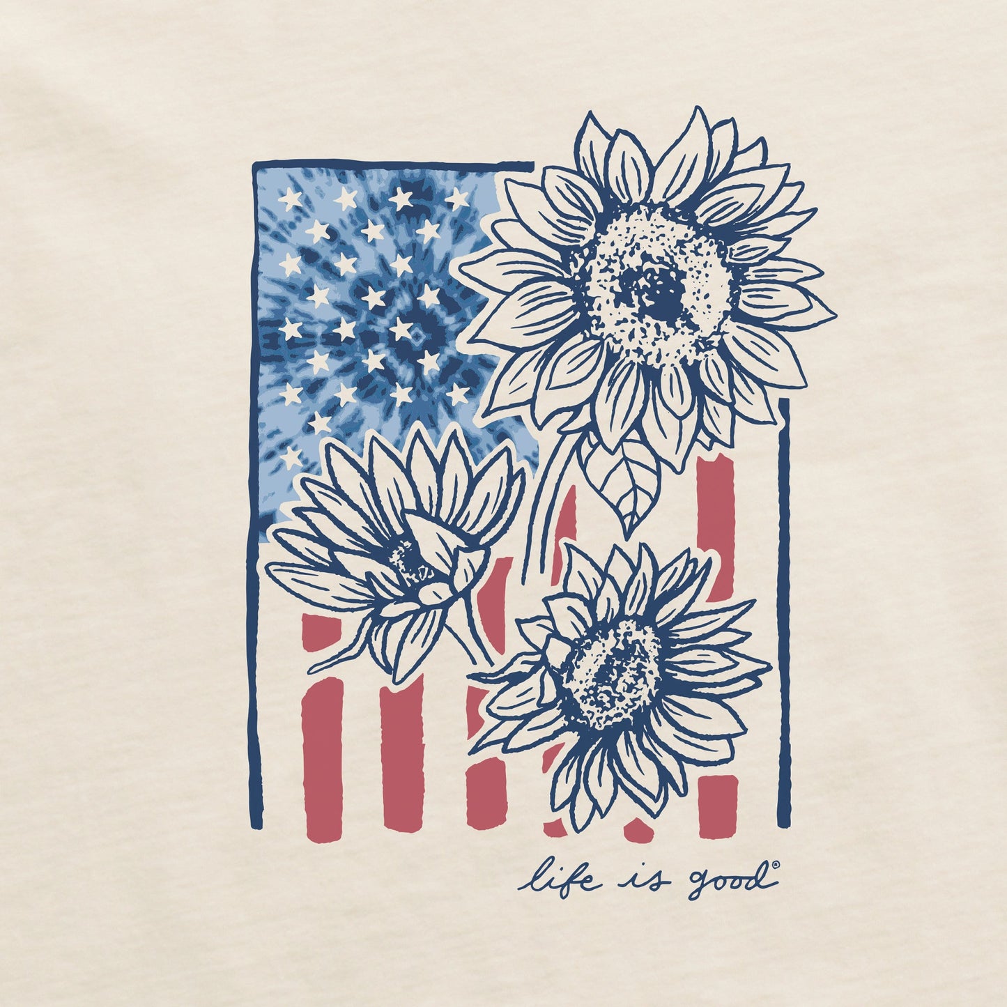 Women's Tie Dye Sunflower Flag Short Sleeve Crusher Boxy Tee