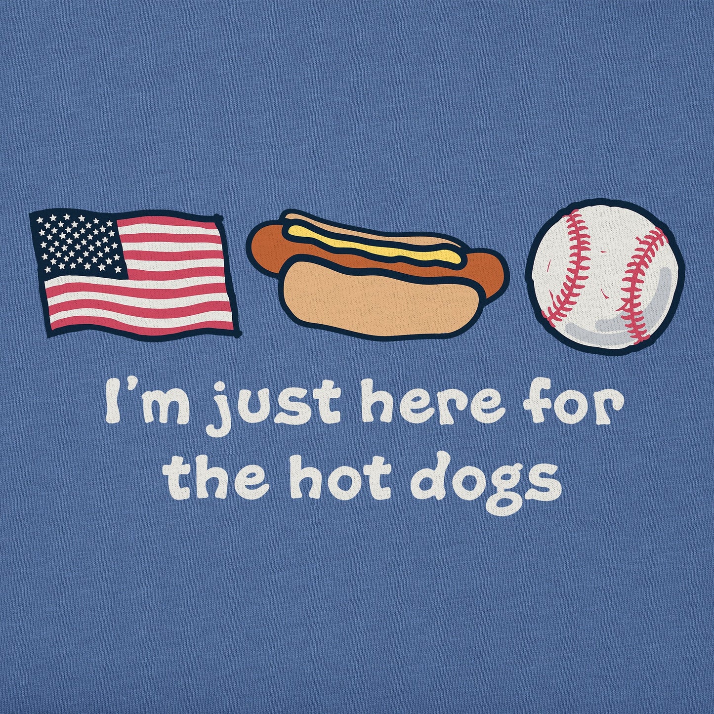 Kids Just Here for the Hot Dogs Short Sleeve Crusher Tee