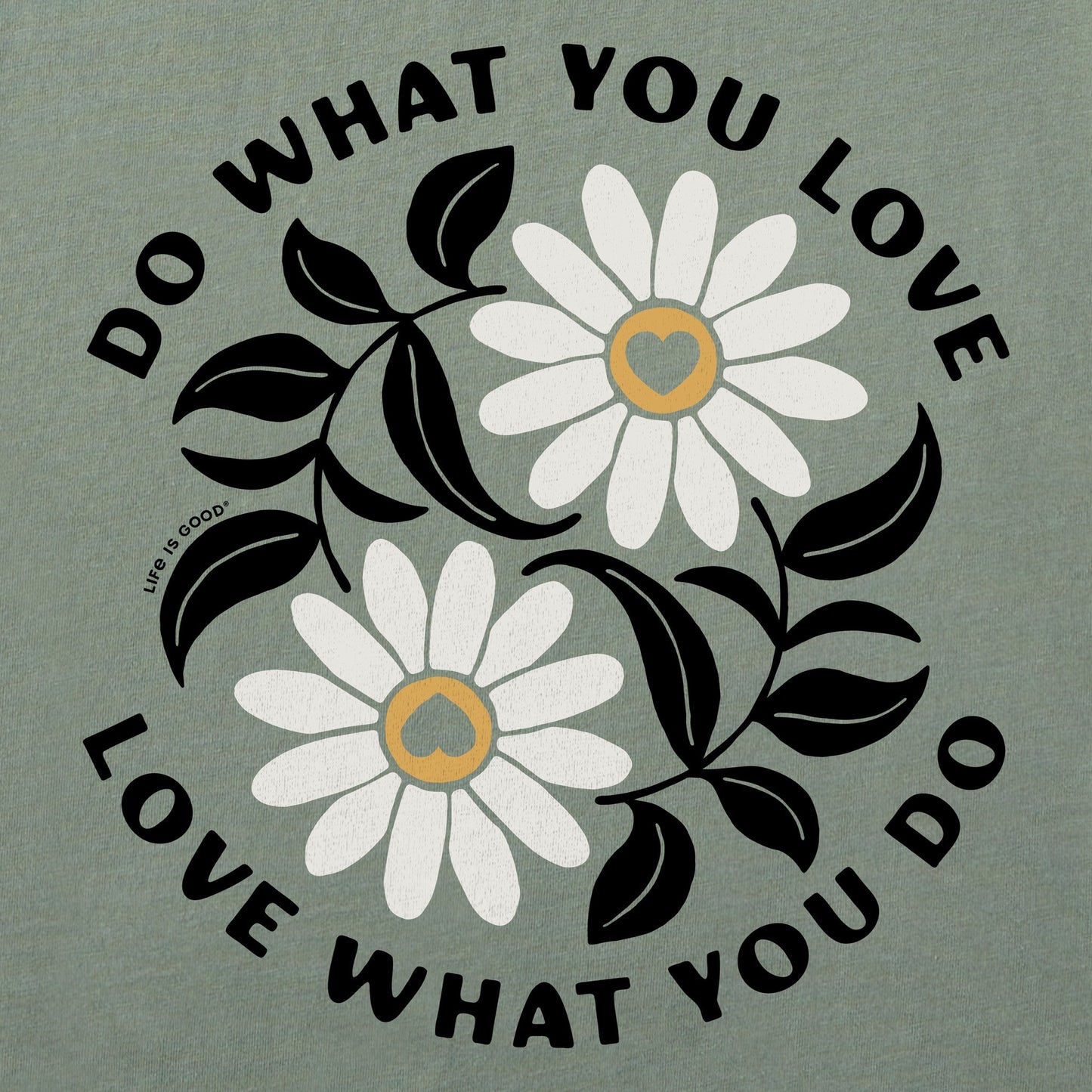 Women's Do What You Love Yin Yang Flowers Short Sleeve Crusher Boxy Tee