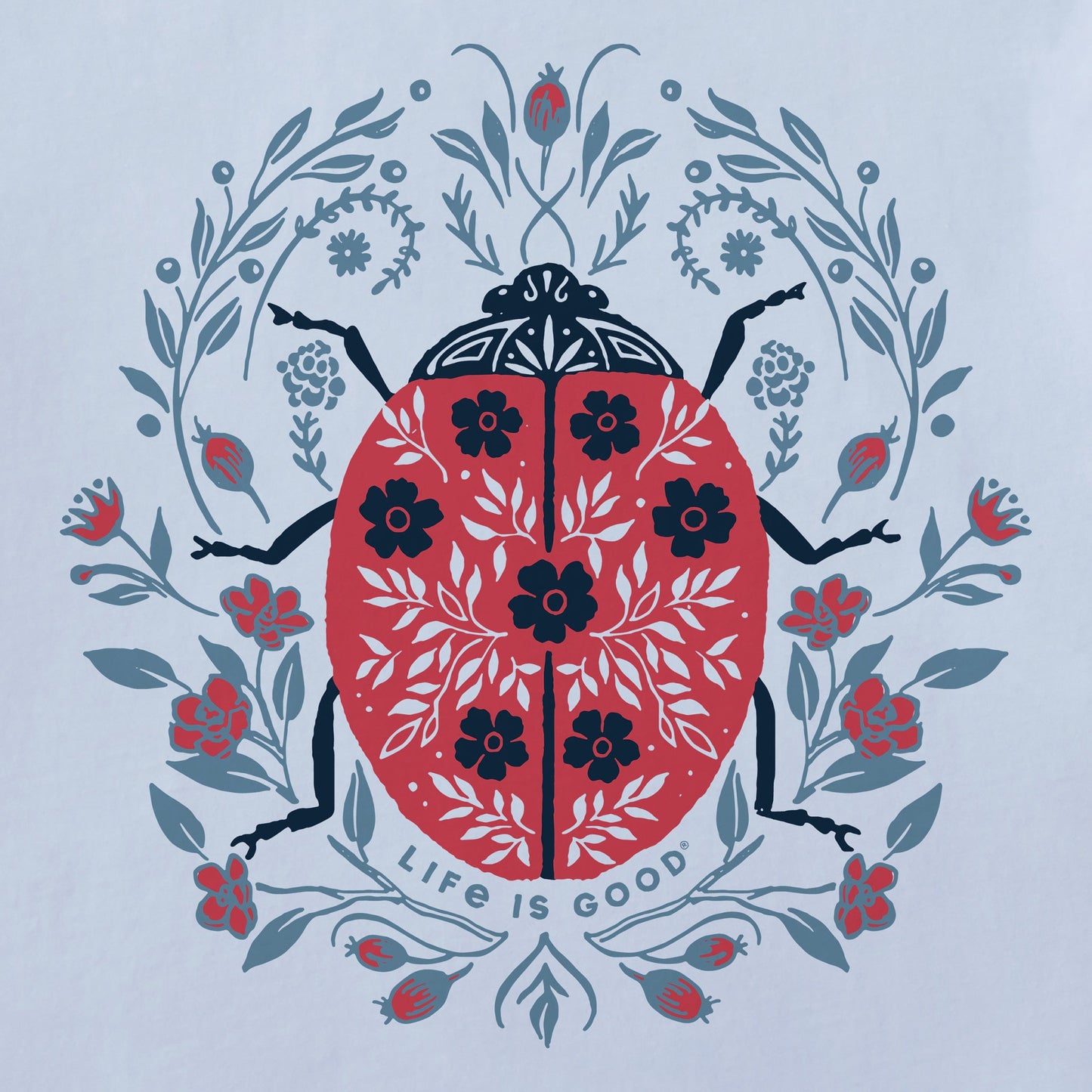 Women's Floral Ladybug Short Sleeve Crusher Tee