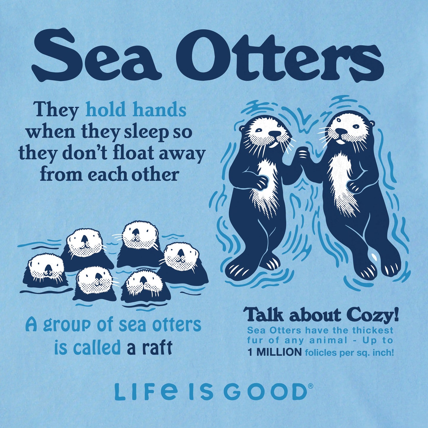 Men's Sea Otters Hold Hands Short Sleeve Tee