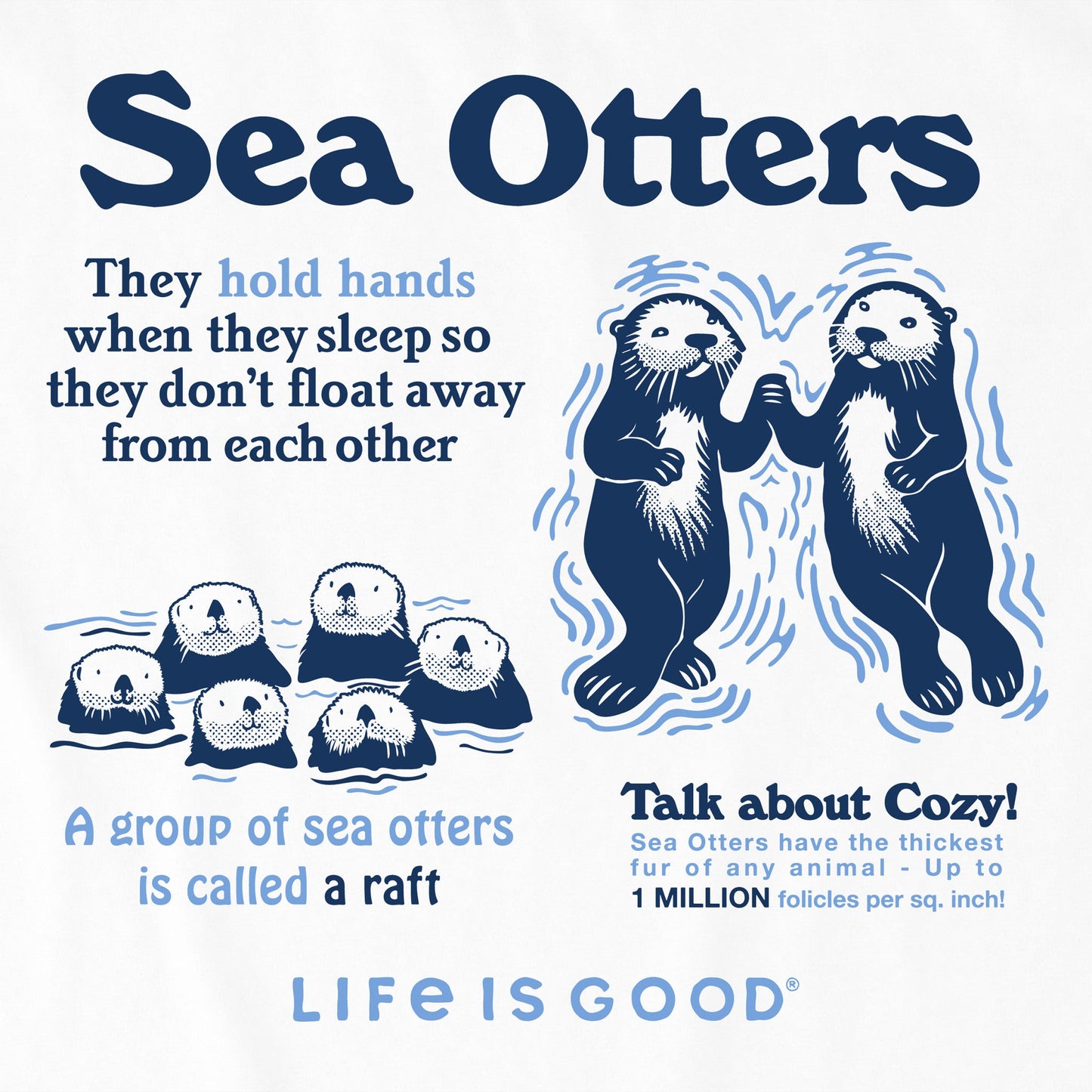 Kids Sea Otters Hold Hands Short Sleeve Crusher Tee