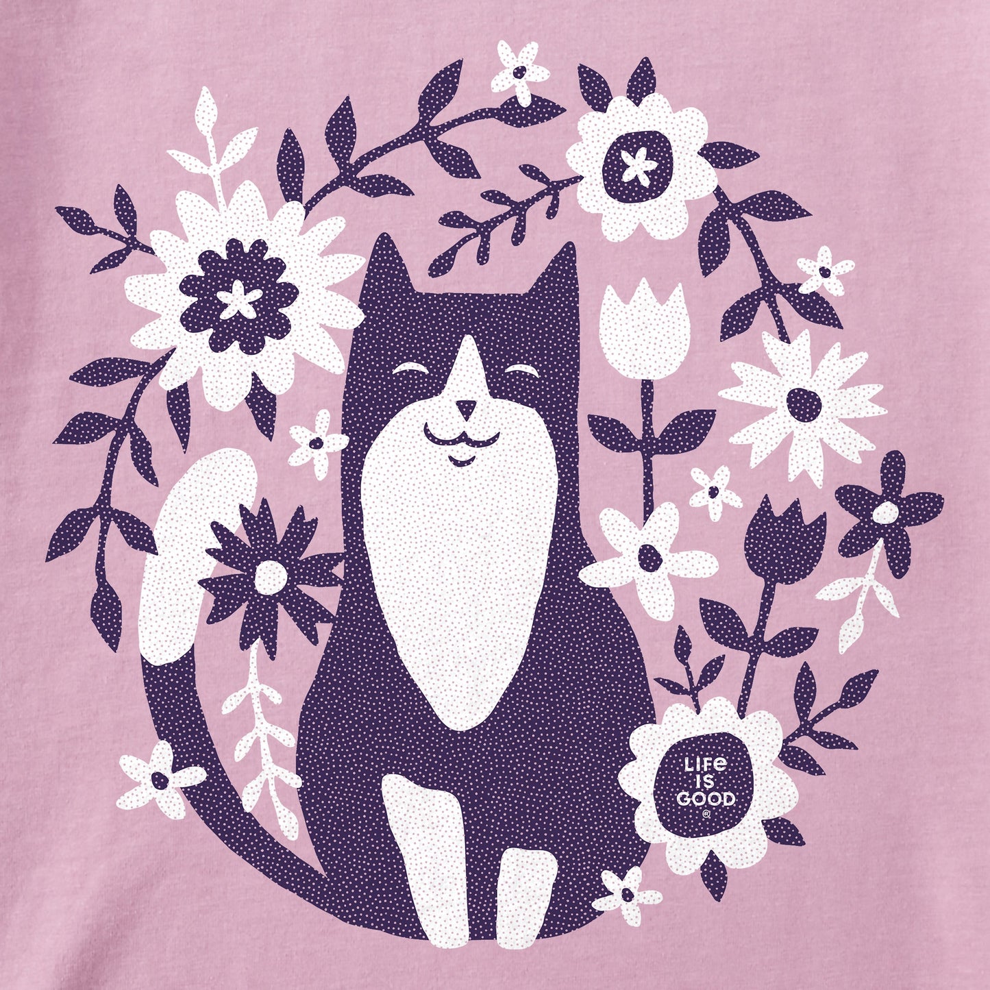 Women's Flower Circle Cat Short Sleeve Tee