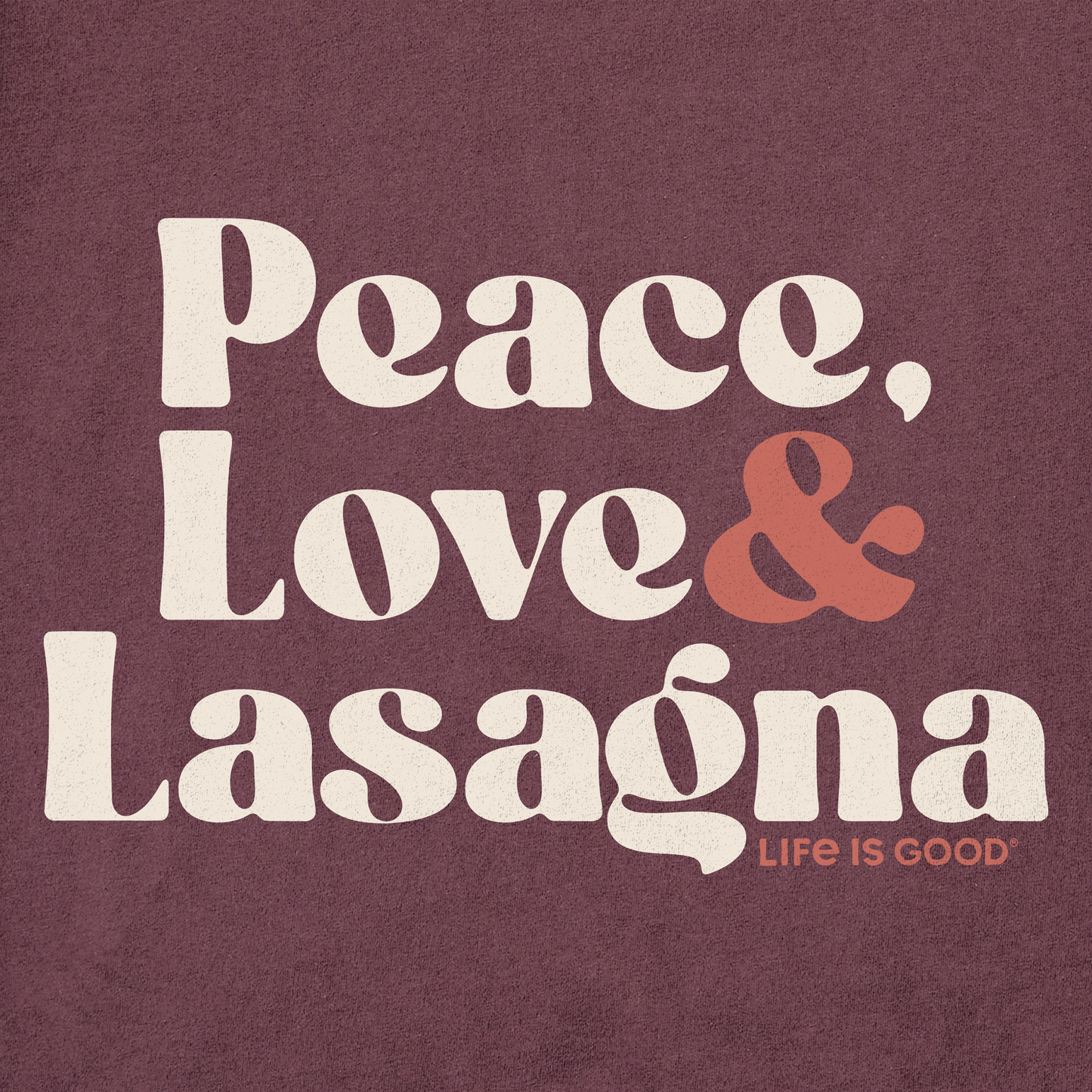 Men's Peace Love & Lasagna Short Sleeve Crusher Tee