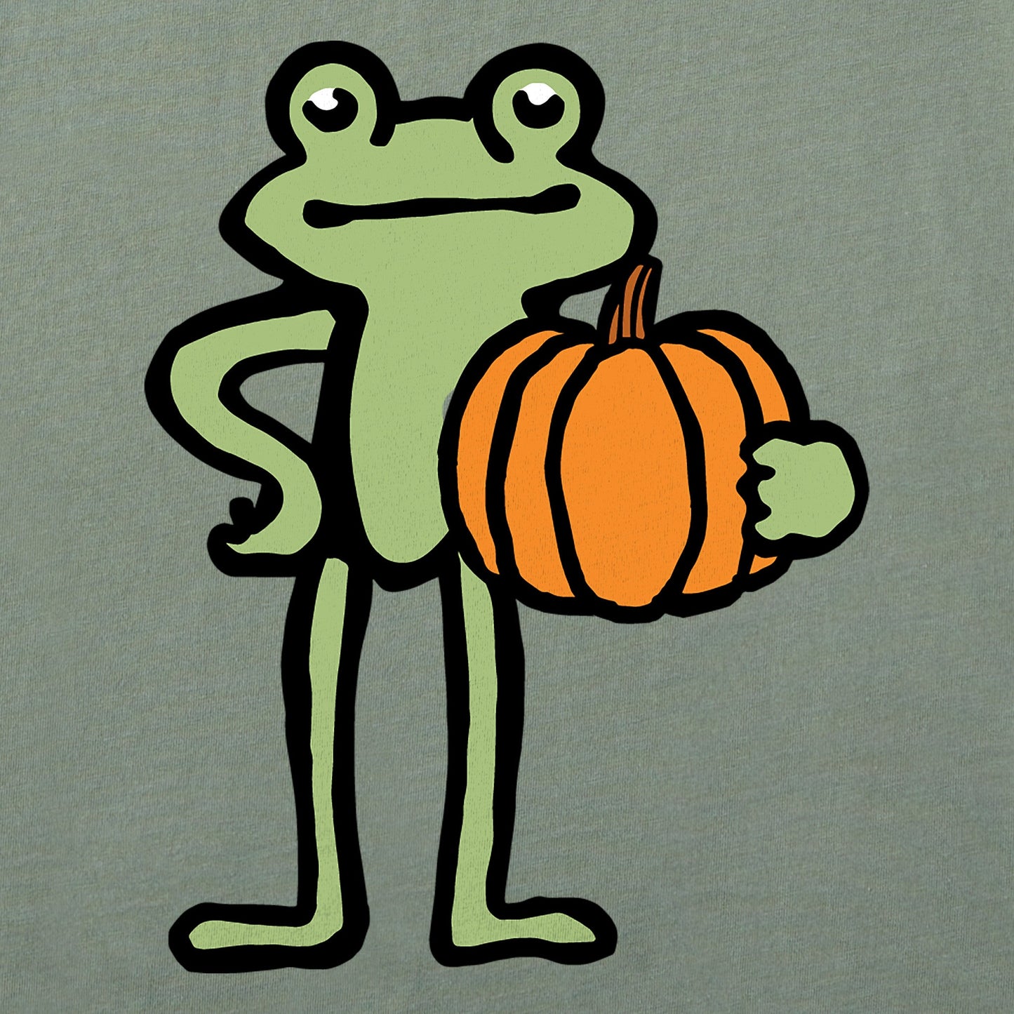 Women's Froggy Pumpkin Mini Long Sleeve Crusher Boxy Tee