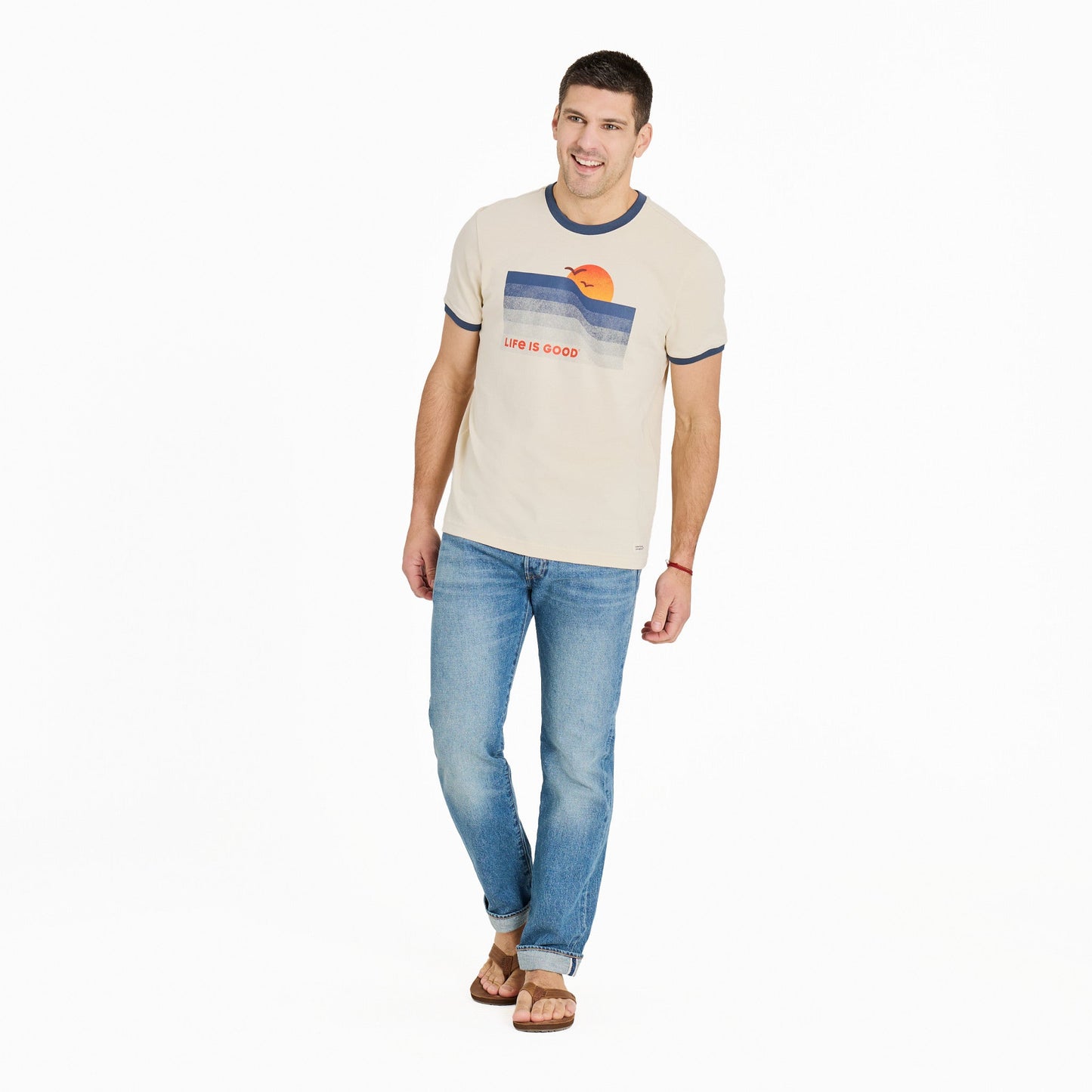 Men's Wavy Sunset Classic Crusher Ringer Tee