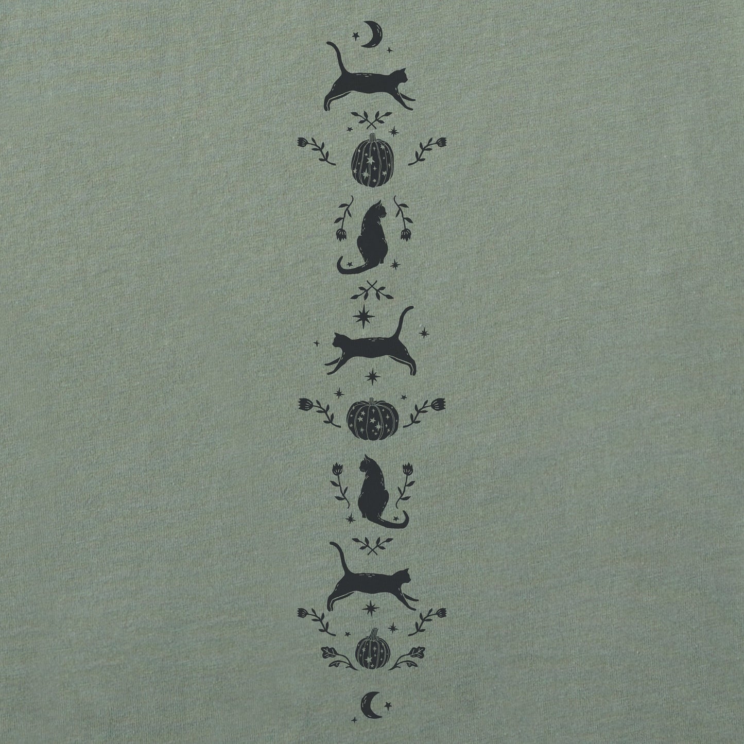 Women's Woodcut Black Cats Long Sleeve Crusher Tee