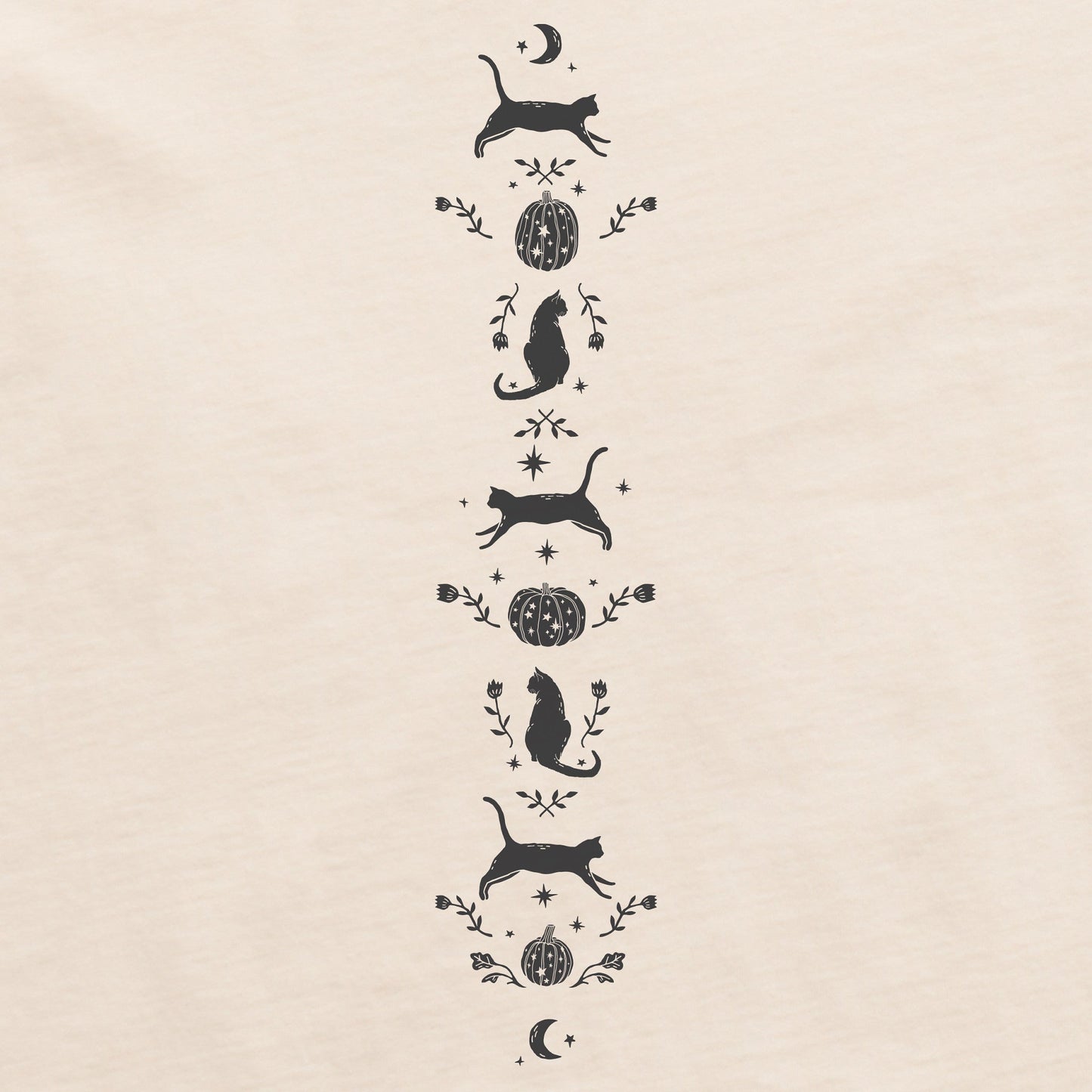 Women's Woodcut Black Cats Long Sleeve Crusher Boxy Tee