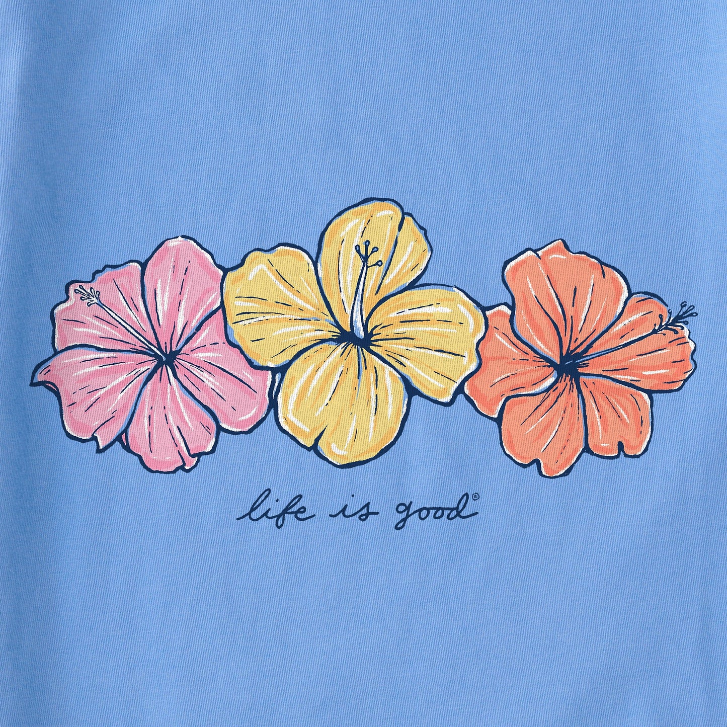 Women's 3 Hibiscuses Short Sleeve Crusher Vee