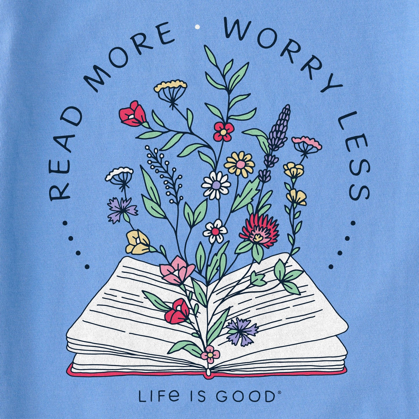 Women's Read More Flower Book Short Sleeve Crusher Vee