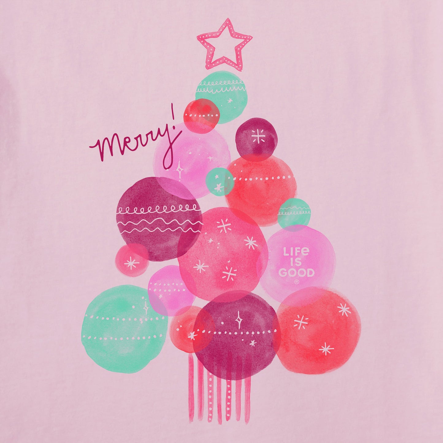 Women's Watercolor Xmas Tree Long Sleeve Crusher Tee