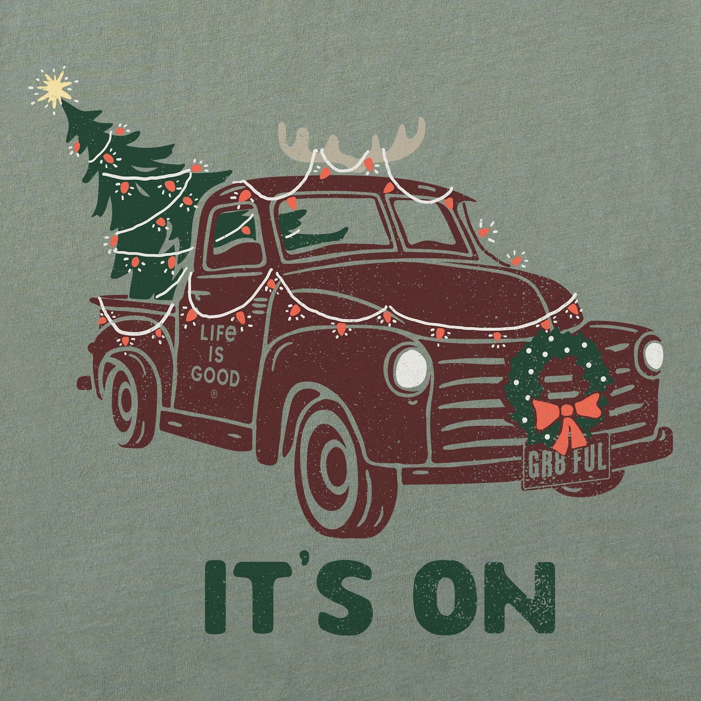 Men's It's On Christmas Truck Long Sleeve Crusher Tee