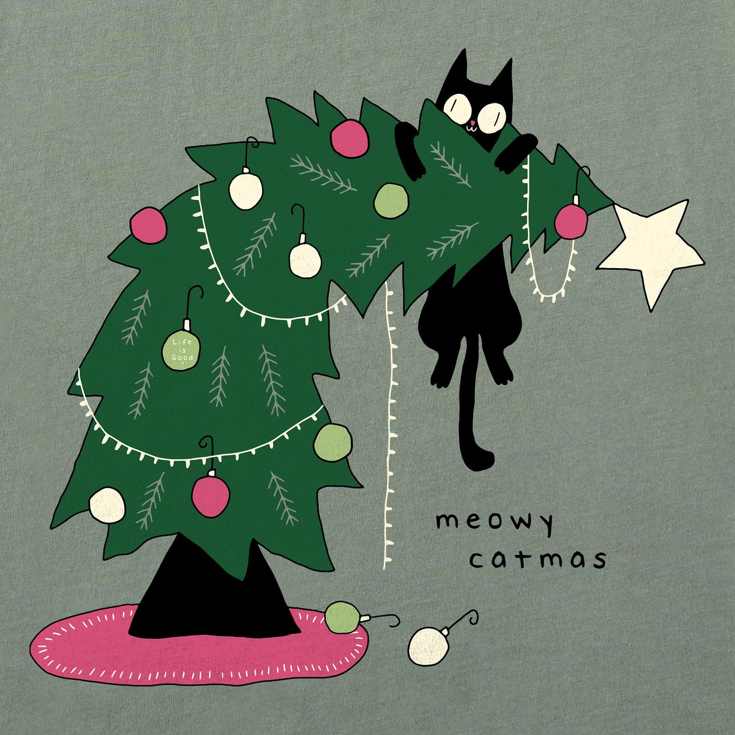 Men's Meowy Catmas Long Sleeve Crusher Tee