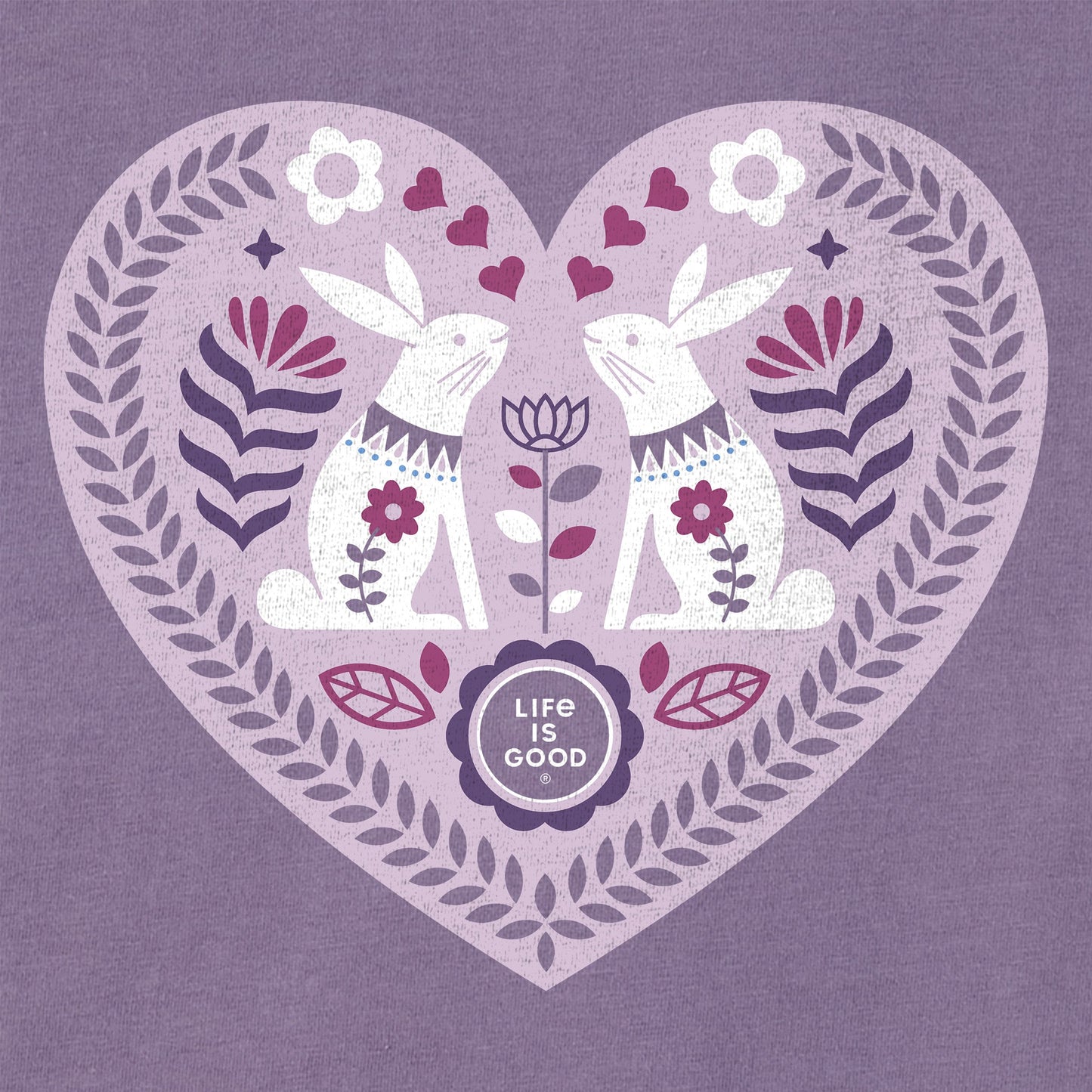 Women's Scandinavian Heart Bunnies Short Sleeve Crusher Tee