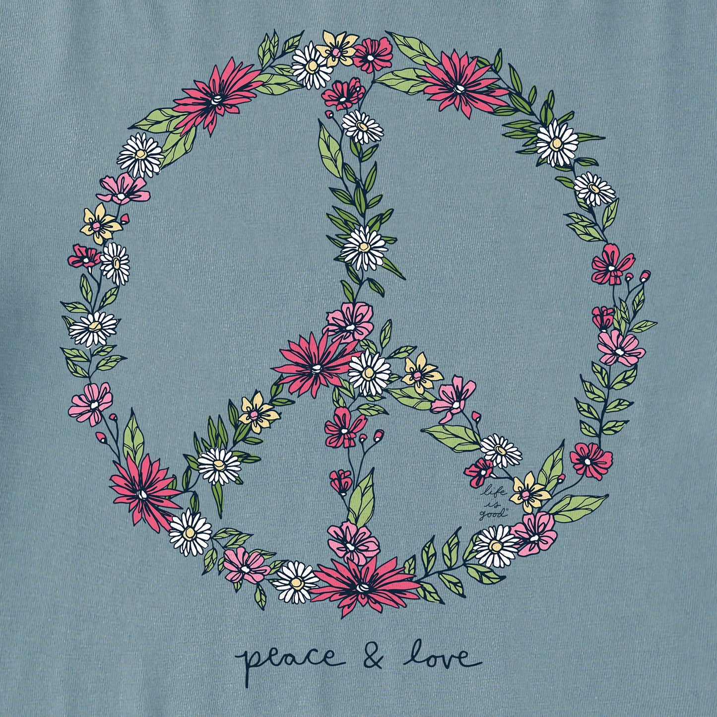 Women's Wildflower Love Peace Sign Long Sleeve Crusher Boxy Tee