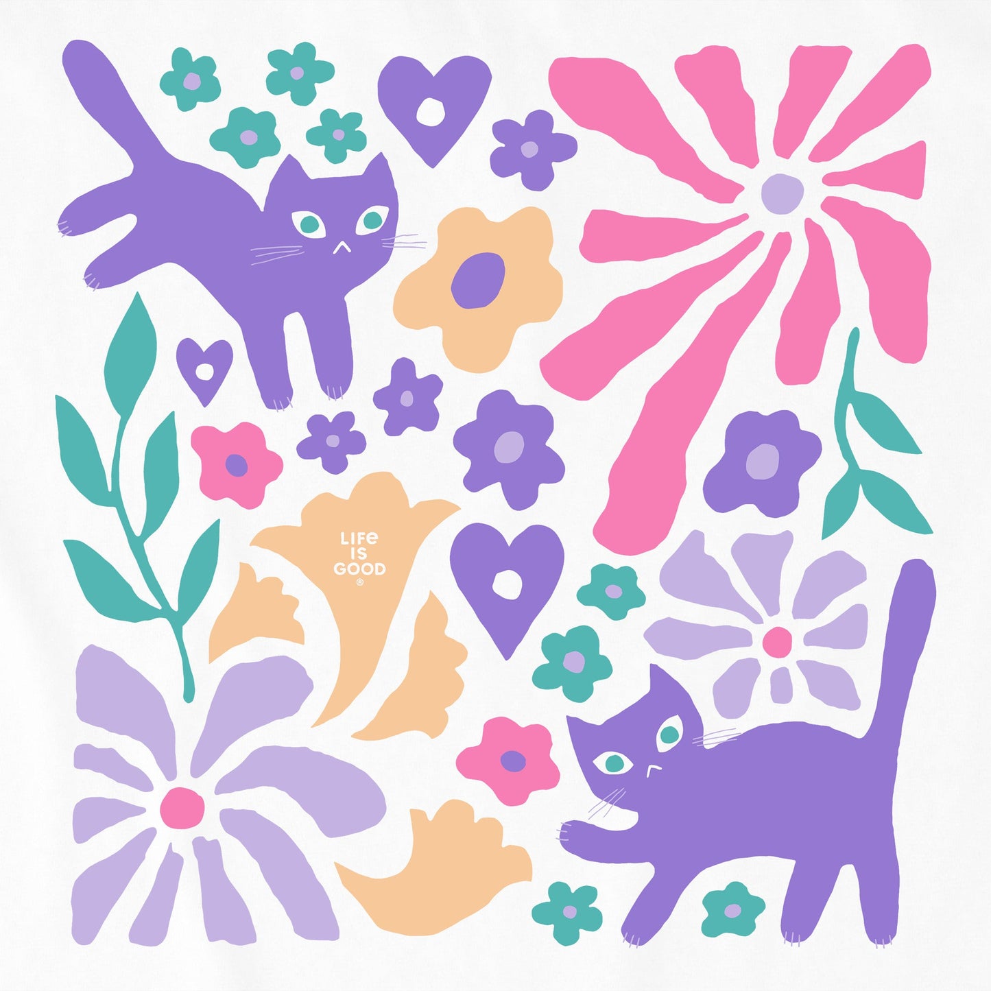 Kids Cats in Flower Field Short Sleeve Crusher Tee