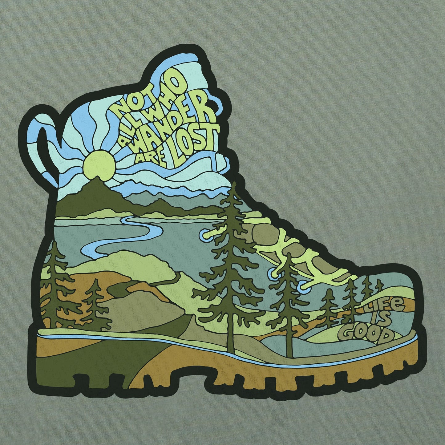 Men's Not All Who Wander Are Lost Boot Short Sleeve Crusher Tee