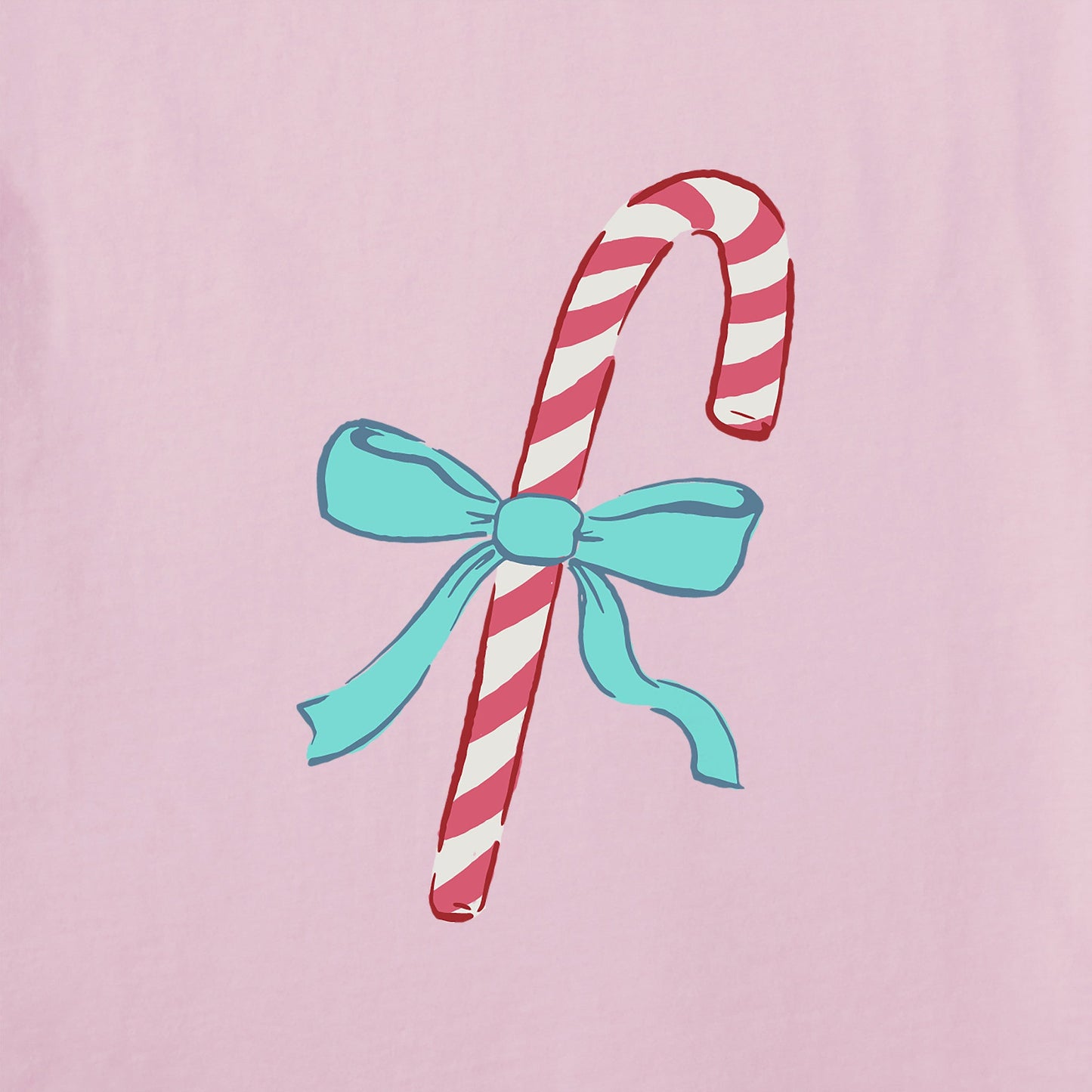 Women's Candy Cane Bow Short Sleeve Crusher Tee