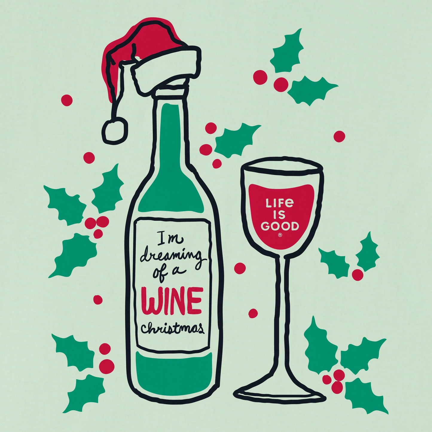 Women's Dreaming of a Wine Christmas Short Sleeve Crusher Tee