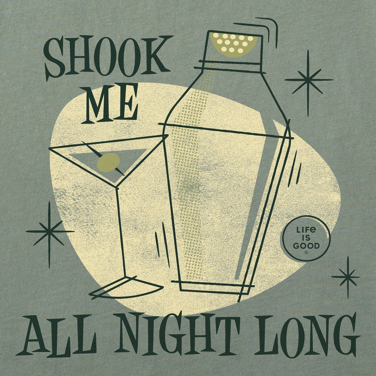 Men's Shook Me All Night Long Cocktail Short Sleeve Crusher Tee