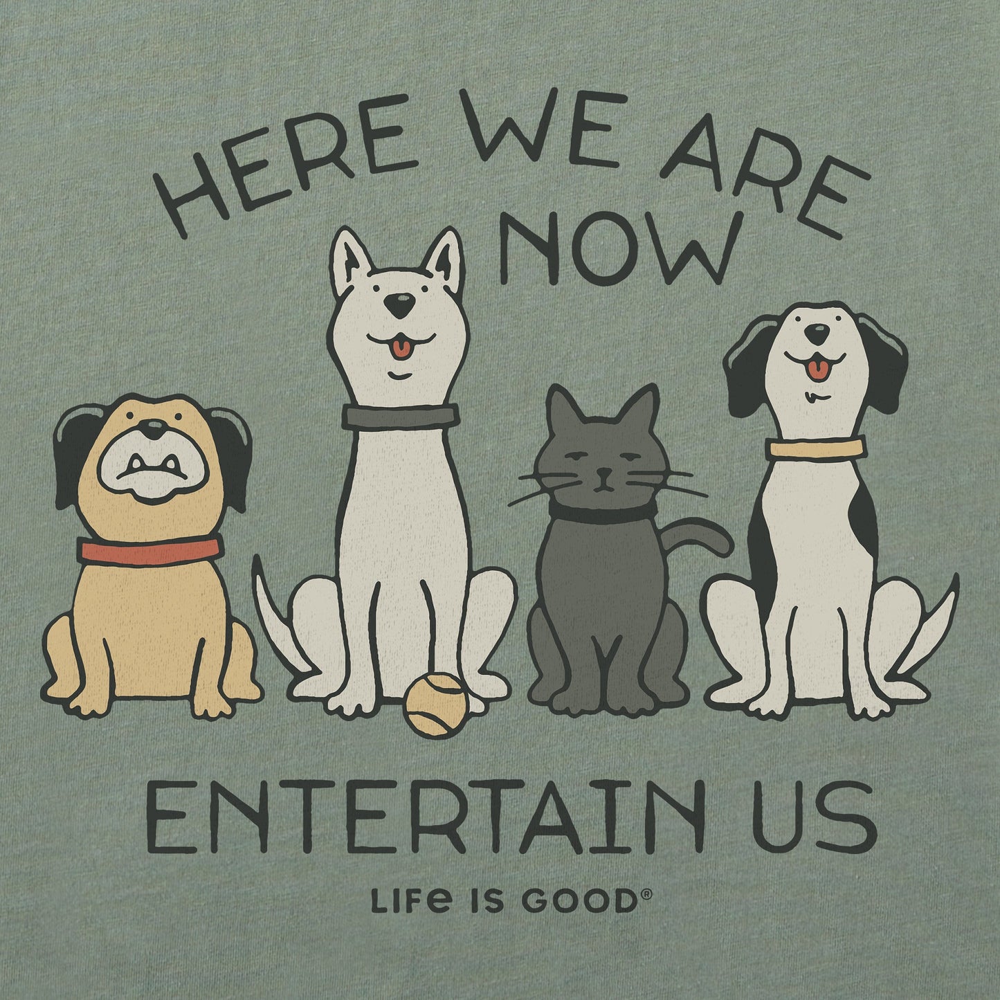 Men's Here We Are Now Entertain Us Short Sleeve Crusher Tee