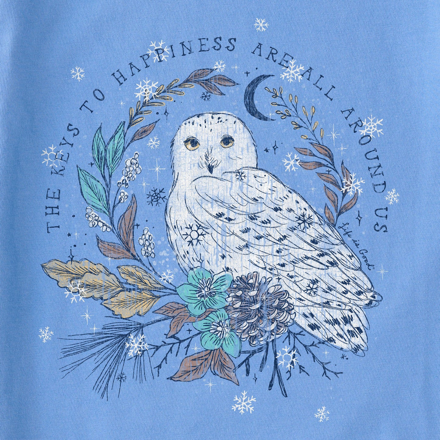 Women's Key to Happiness Snowy Owl Simply True Crew