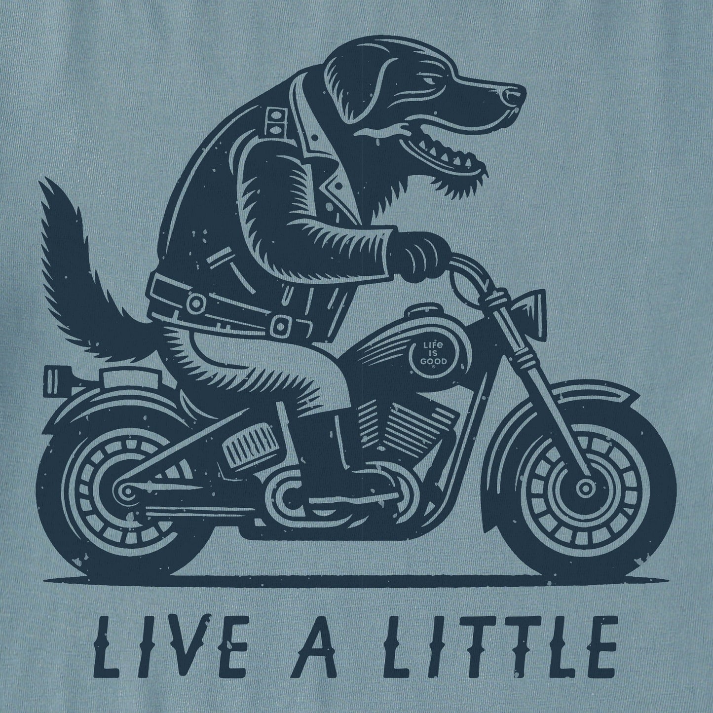 Men's Live A Little Biker Dog Short Sleeve Crusher Tee