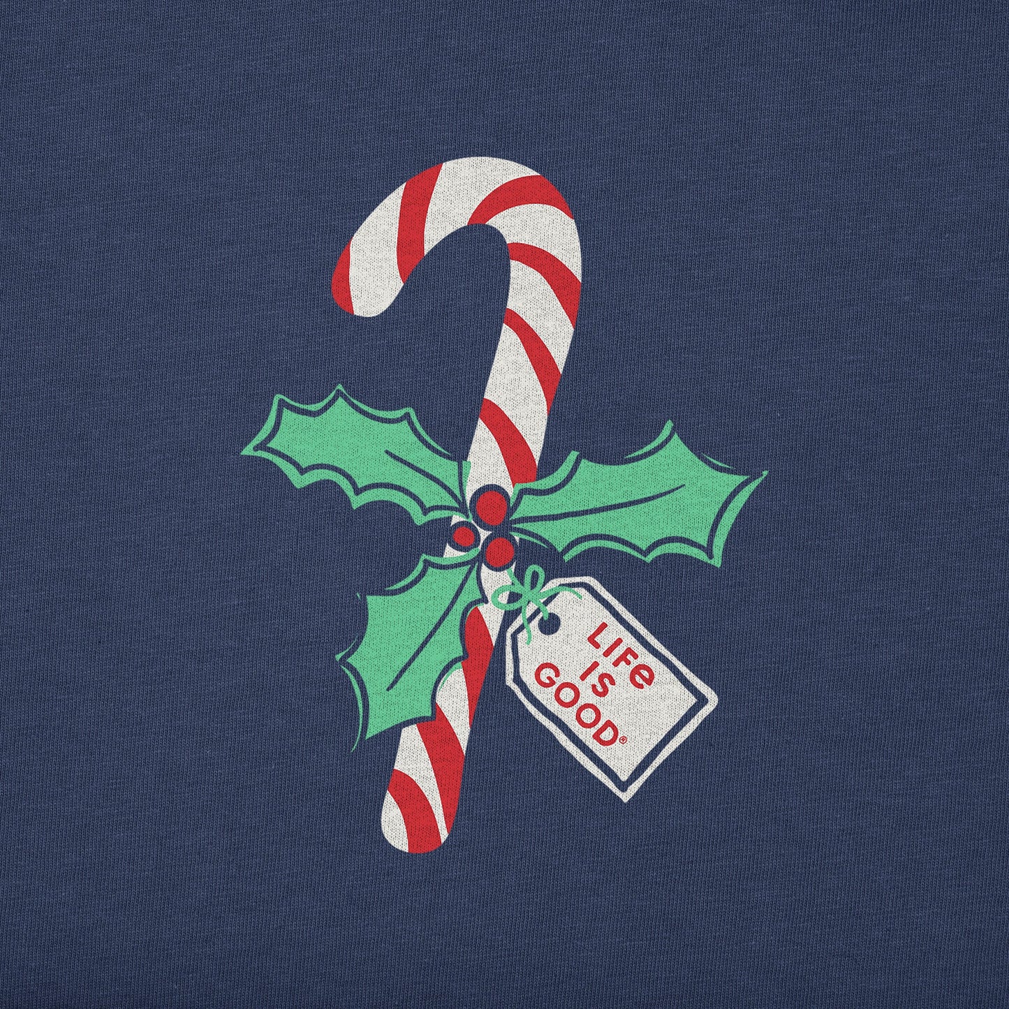 Women's Candy Cane Holly Short Sleeve Crusher Vee