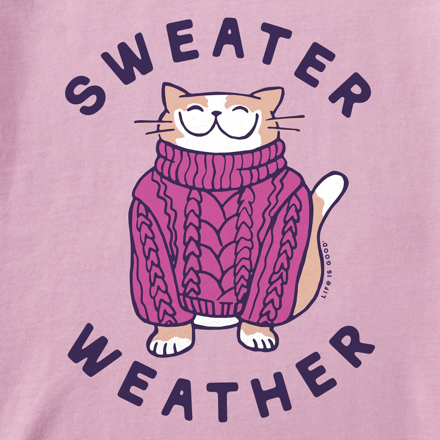 Women's Sweater Weather Cat Long Sleeve Crusher Tee