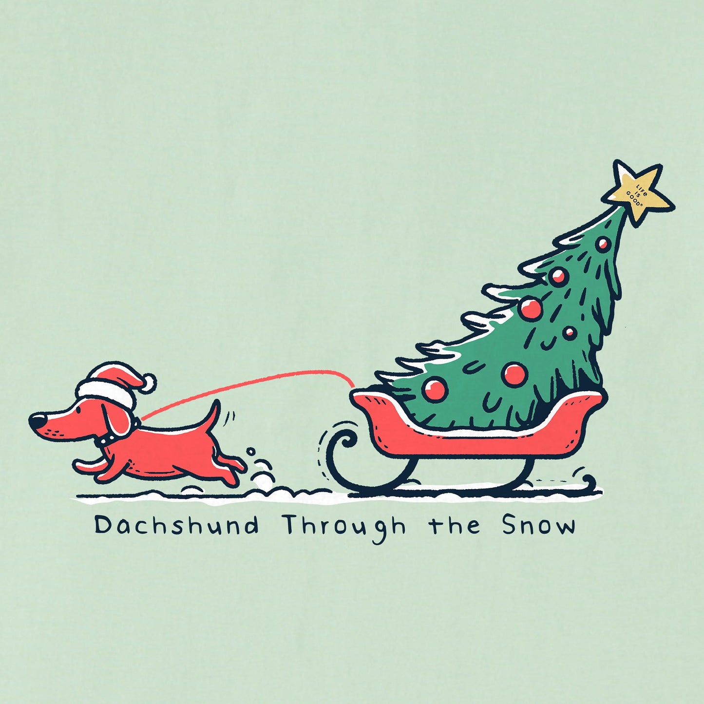 Kids Little Dachshund Through the Snow Short Sleeve Crusher Tee