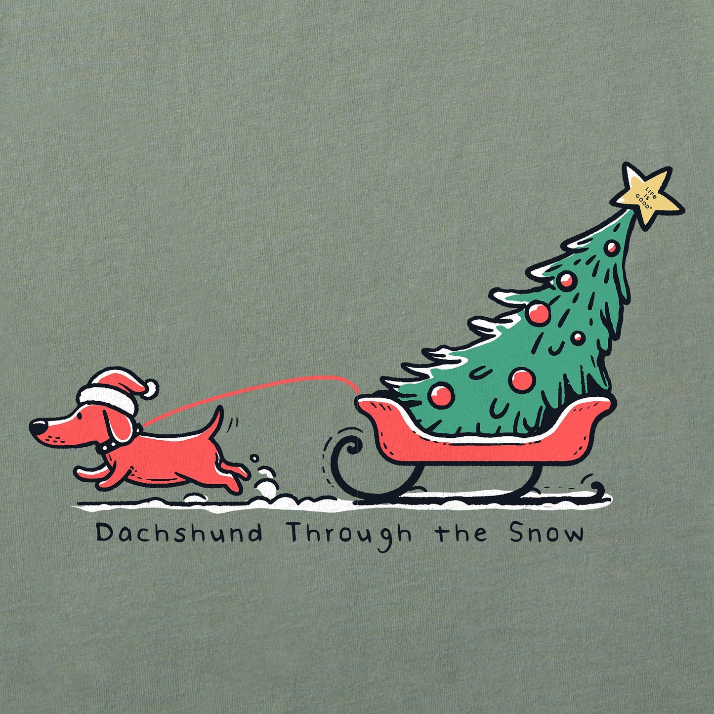 Men's Little Dachshund Through the Snow Short Sleeve Crusher Tee