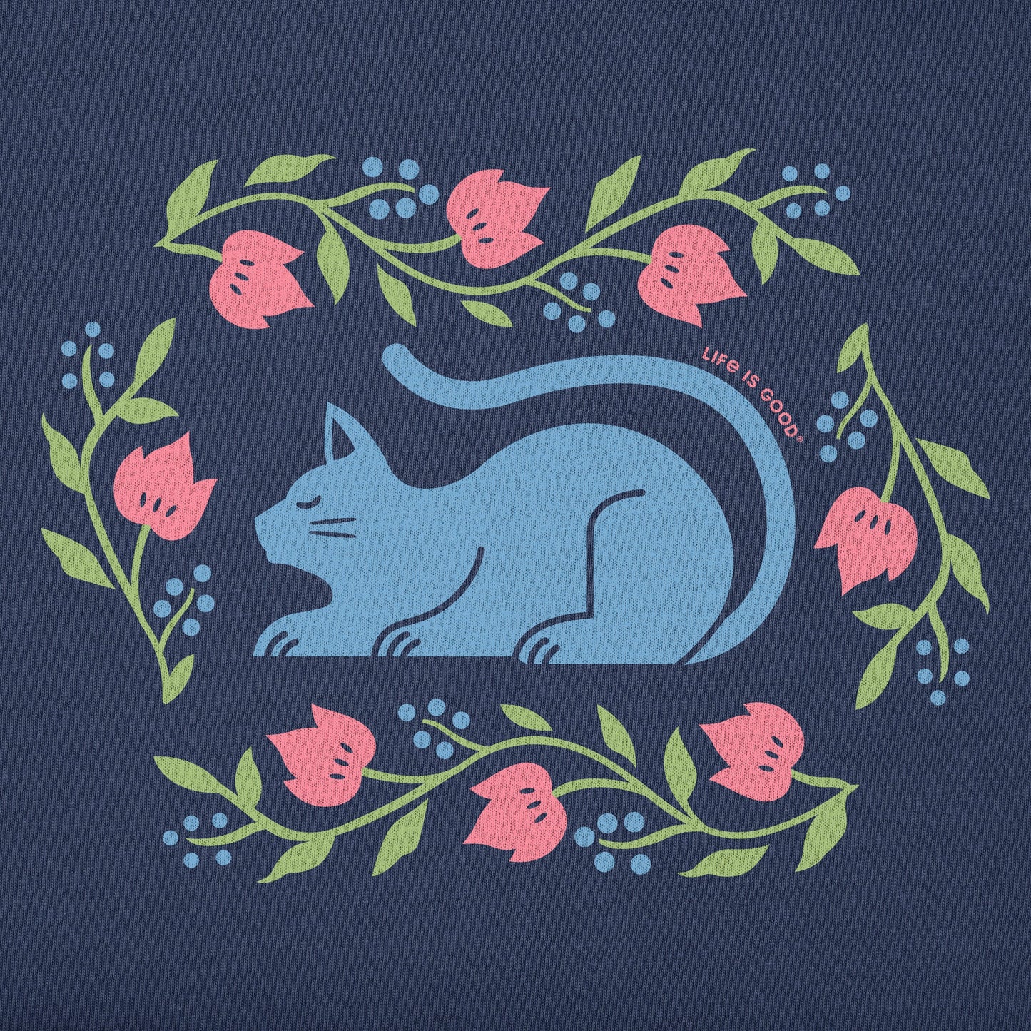 Kids Peaceful Flower Cat Short Sleeve Crusher Tee