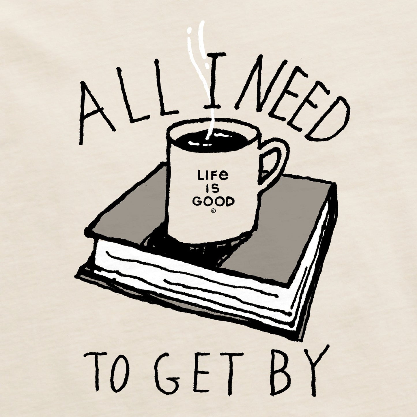 Men's All I Need to Get By Coffee Book Short Sleeve Crusher Tee