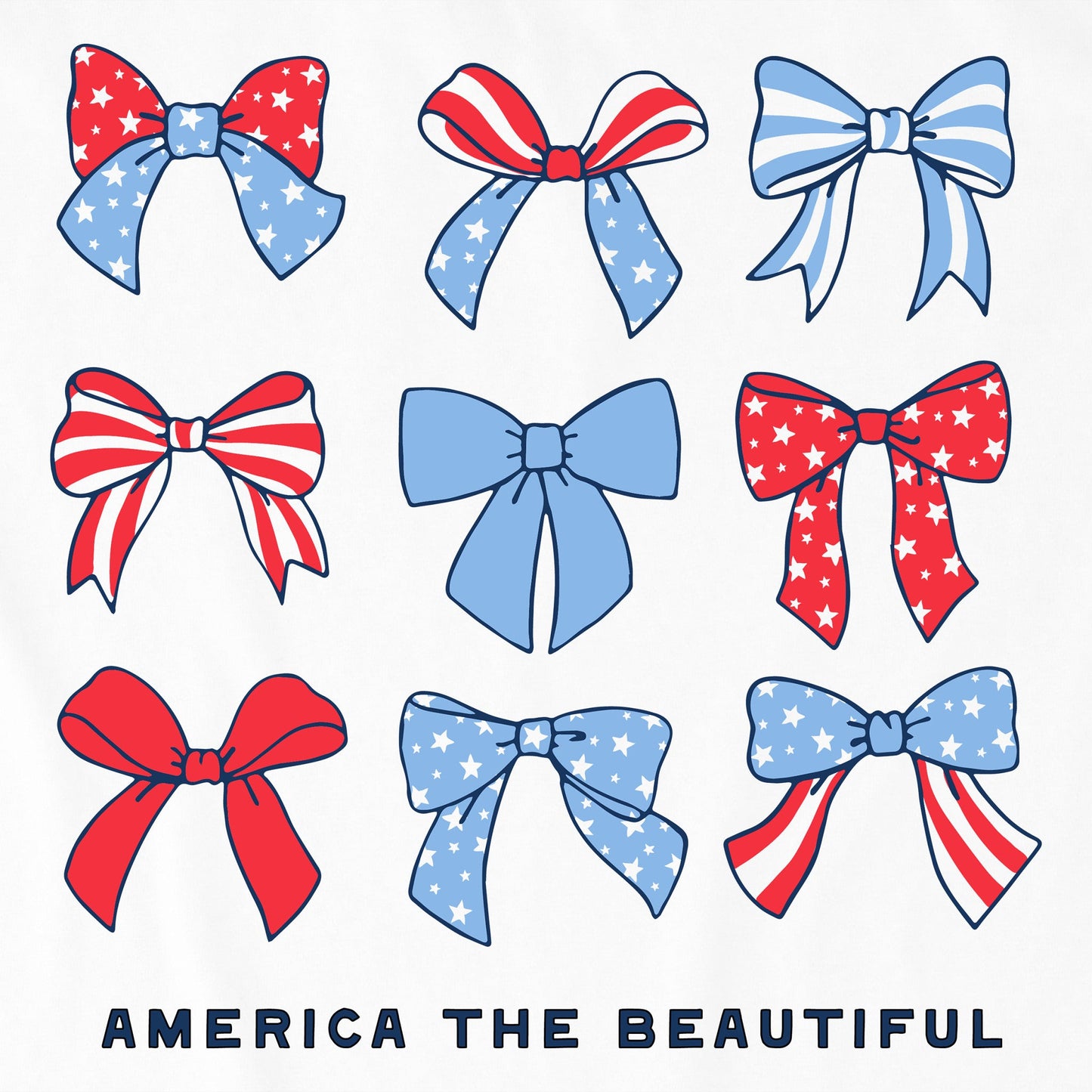 Women's America the Beautiful Bows Long Sleeve Crusher Tee