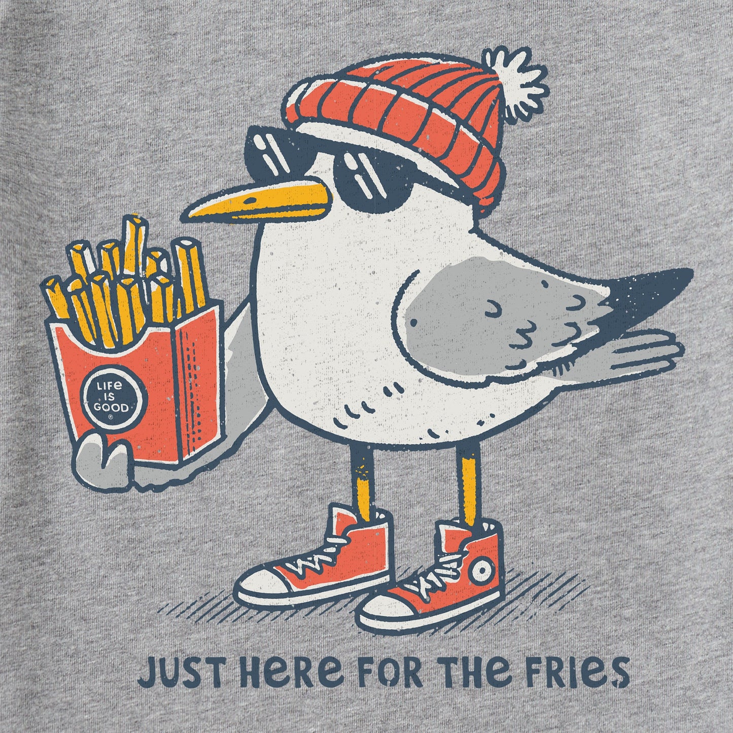Kids Here for the Fries Seagull Short Sleeve Crusher Tee