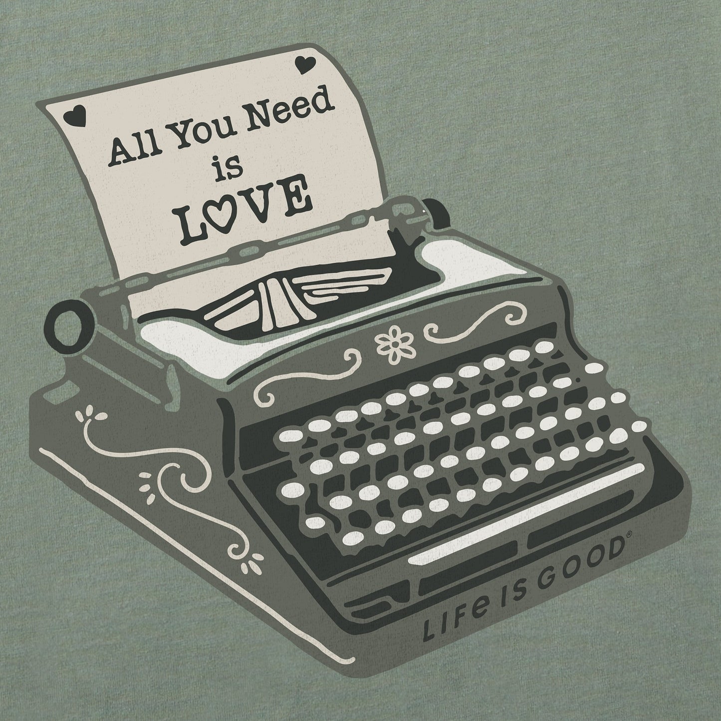 Women's All We Need is Love Typewriter Short Sleeve Crusher Boxy Tee