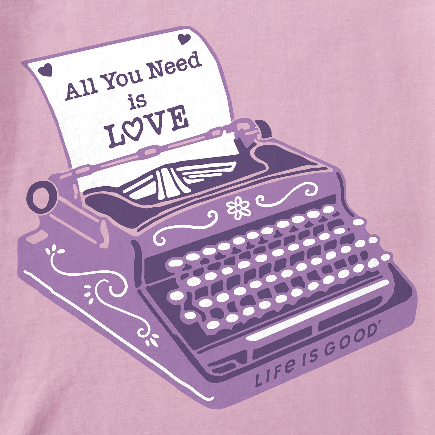 Women's All We Need is Love Typewriter Long Sleeve Crusher Tee