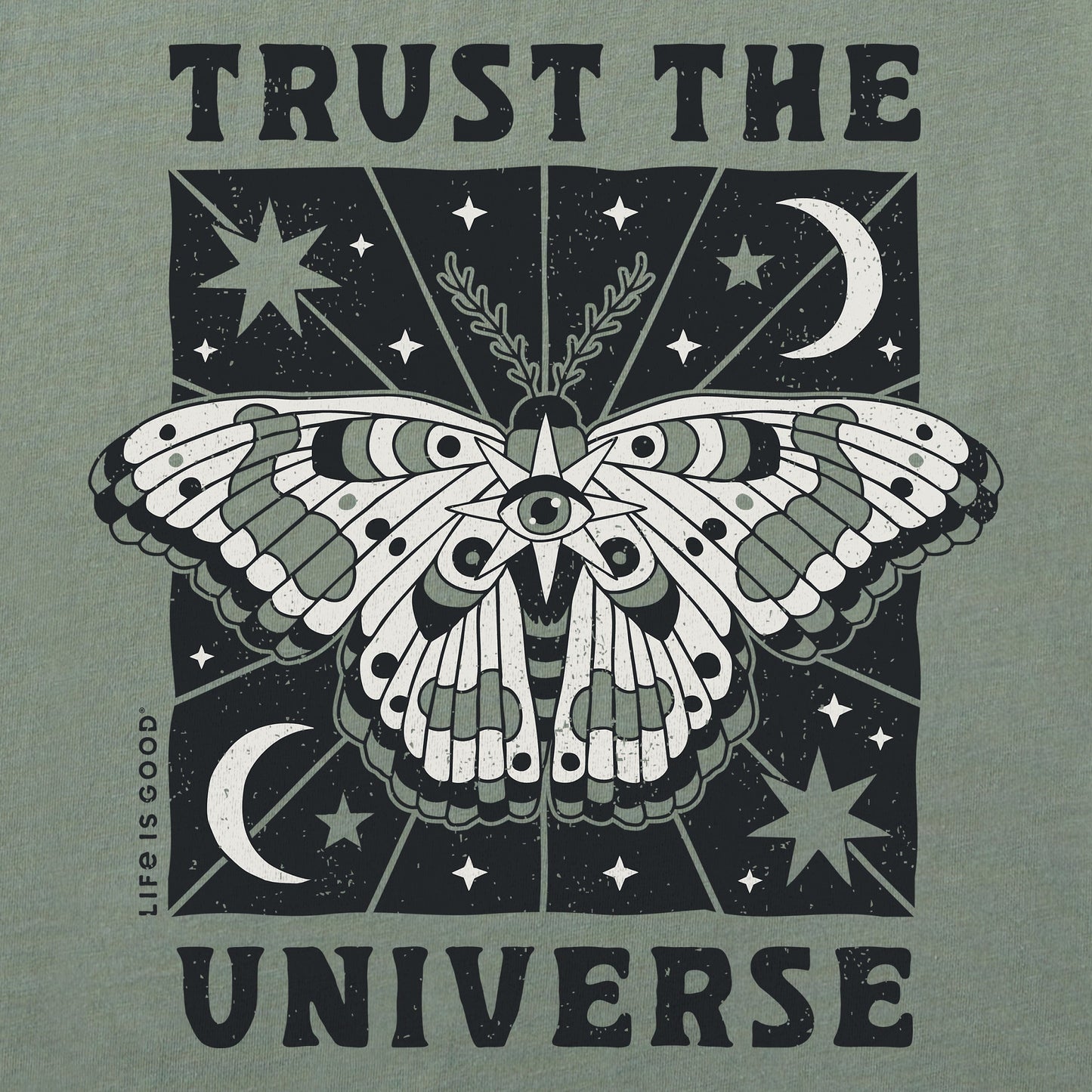 Women's Trust the Universe Moth Short Sleeve Crusher Tee