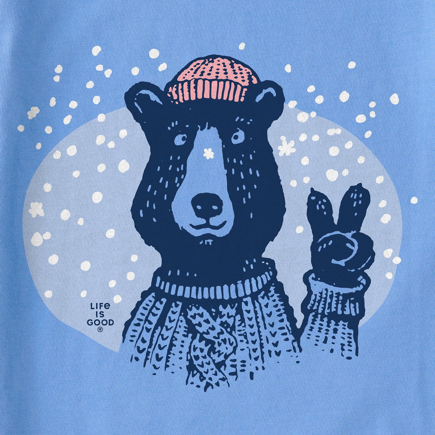 Women's Snowy Peace Sign Bear Long Sleeve Crusher Tee