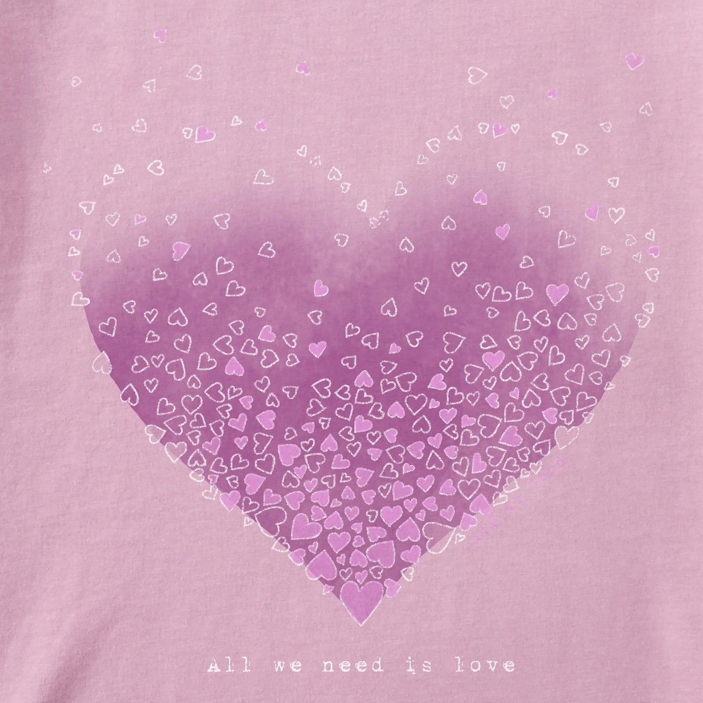 Women's Scattered Hearts Long Sleeve Crusher Boxy Tee