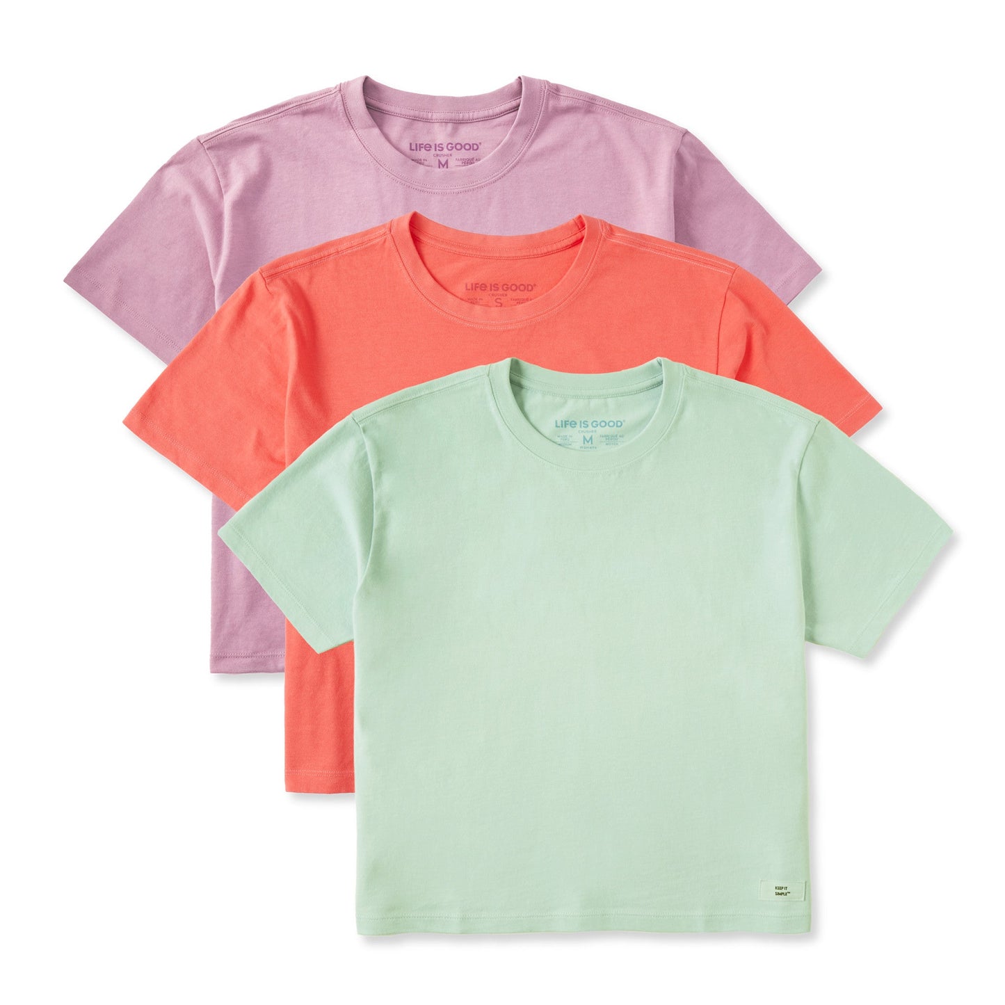 Women's Solid 3-Pack Boxy Crusher Tee Multi 3