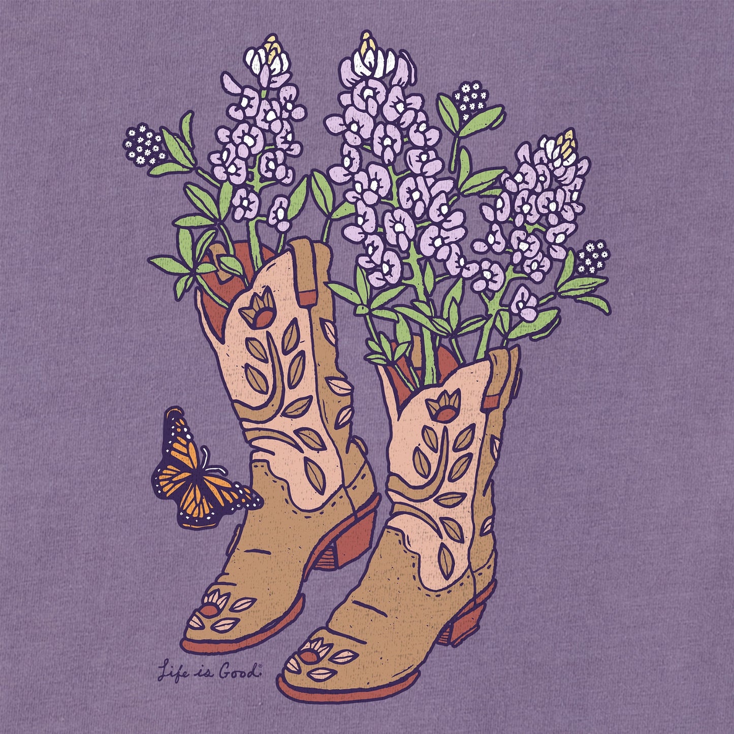 Women's Boots and Blue Bonnets Short Sleeve Crusher Boxy Tee